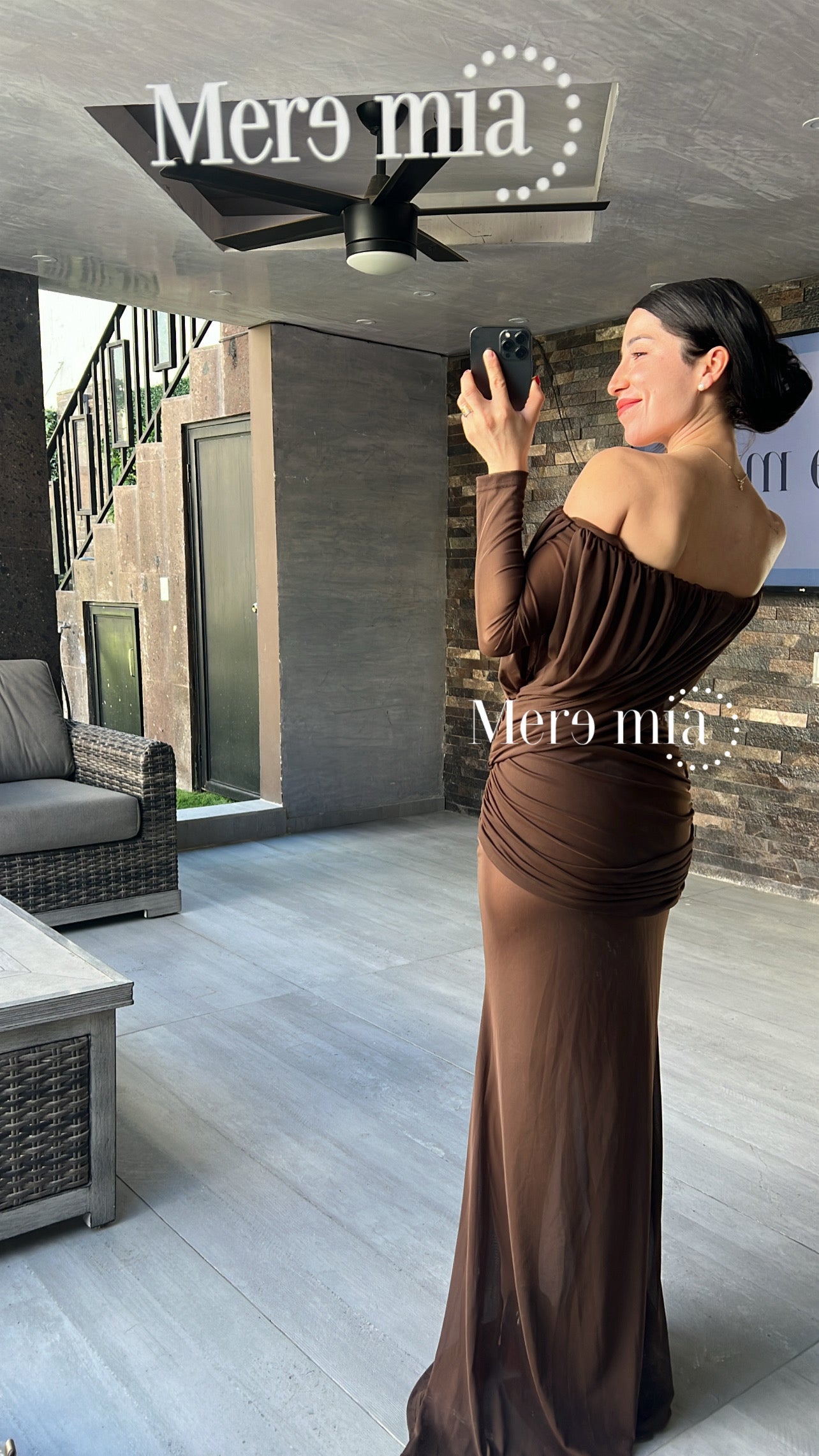 Vestido plisado malla hombros