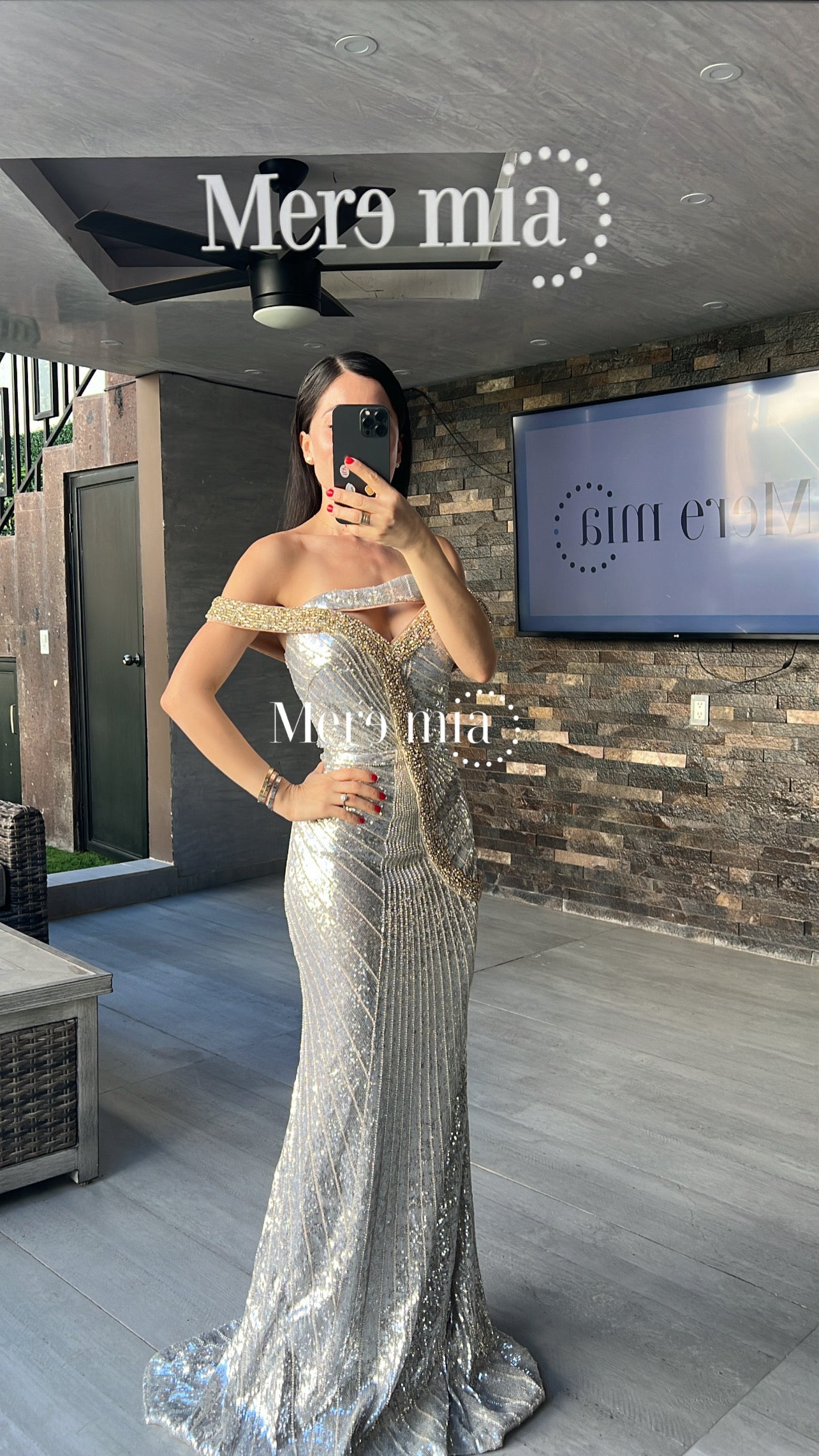 Vestido plata metálico largo