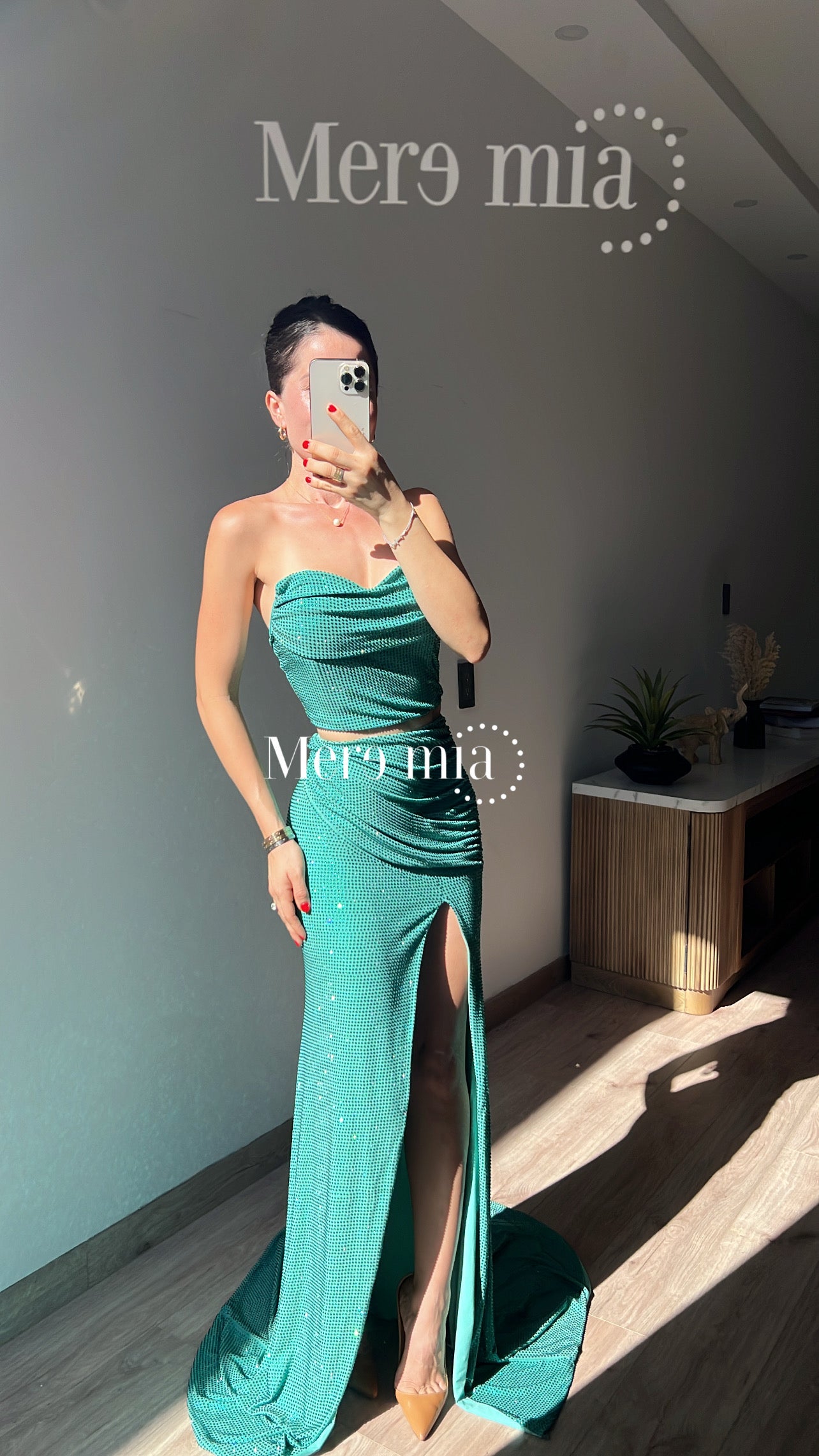 Conjunto turquesa puntos