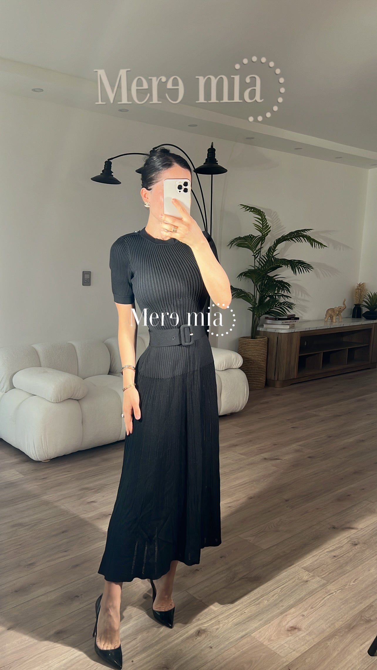 Vestido negro rayado cint