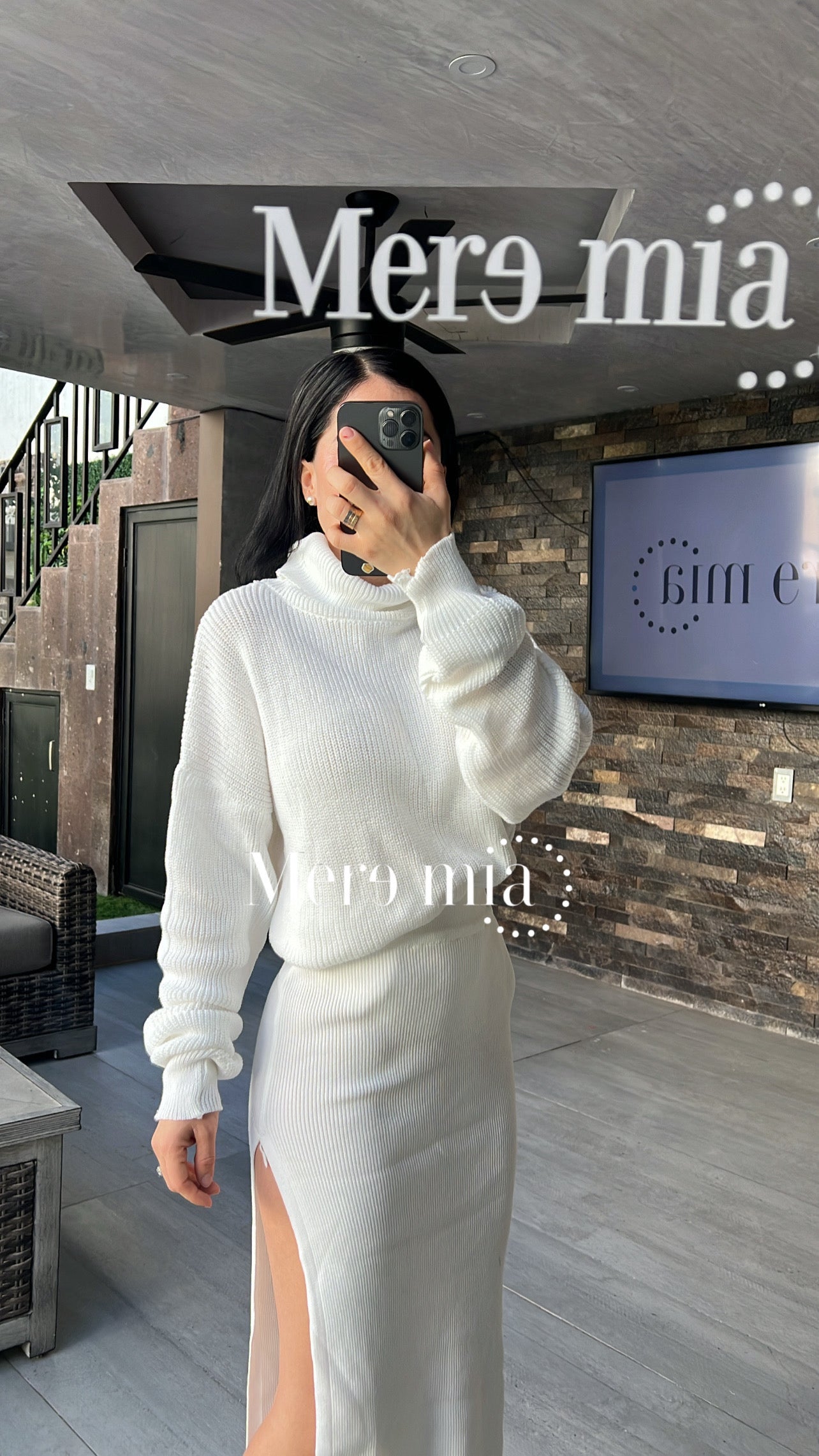 Conjunto blanco swet falda abert