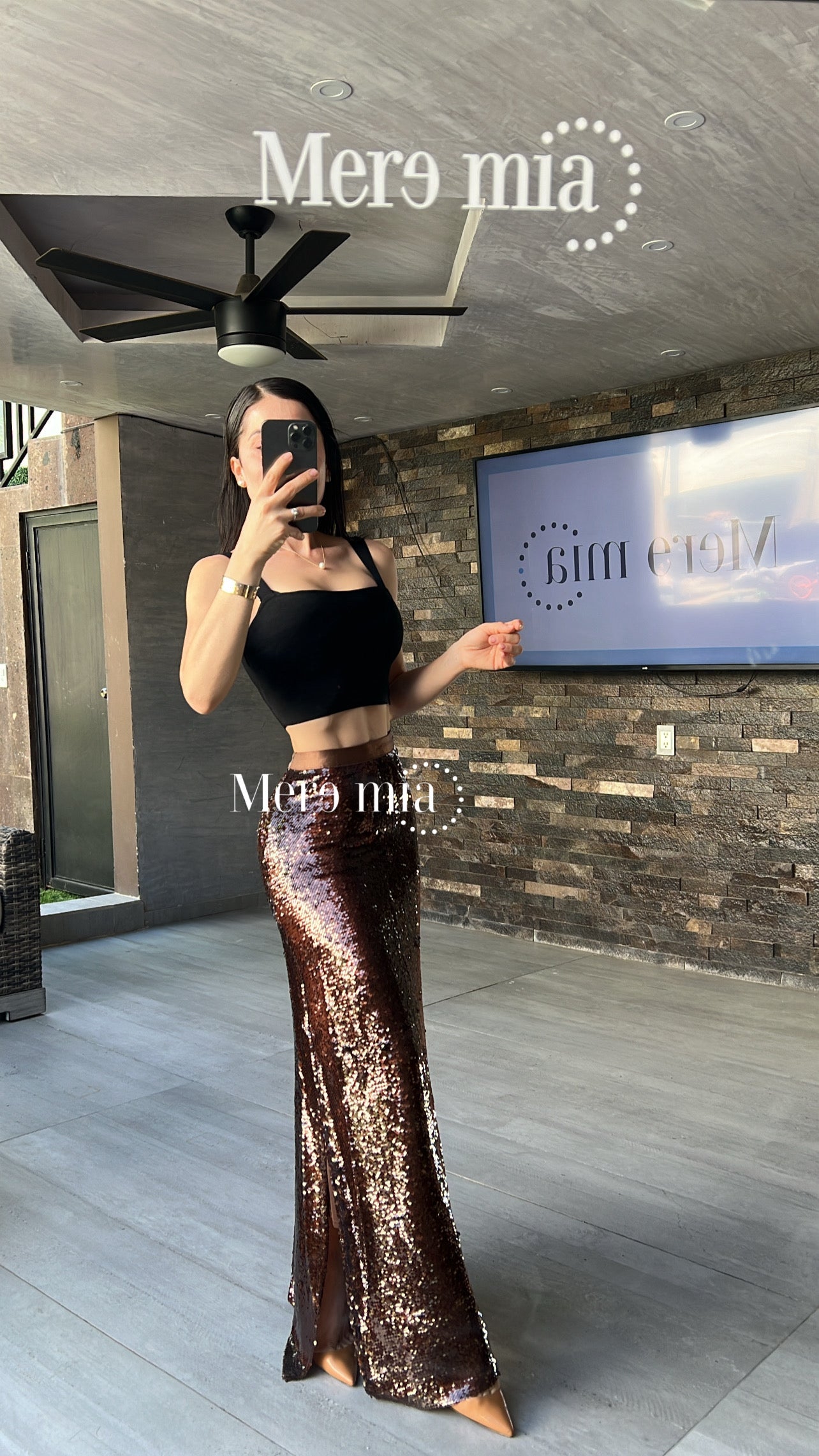 Falda lentejuelas cintura