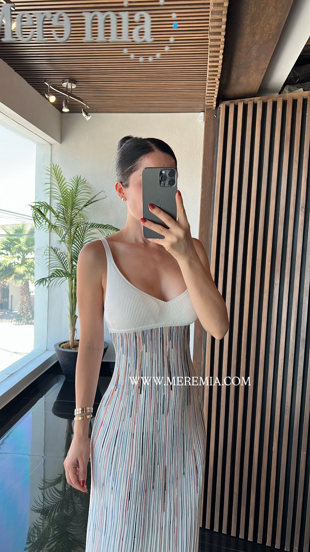 Vestido blanco rayas colores