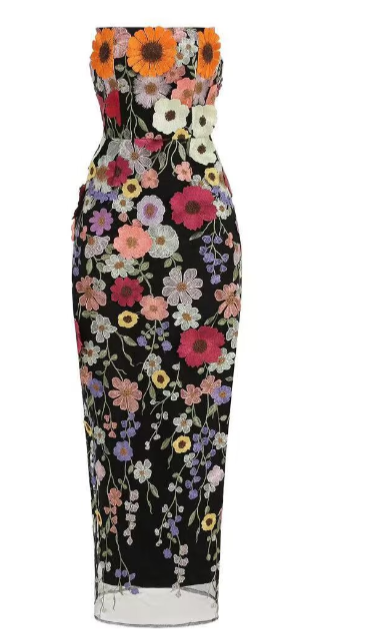 Vestido negro flores colores