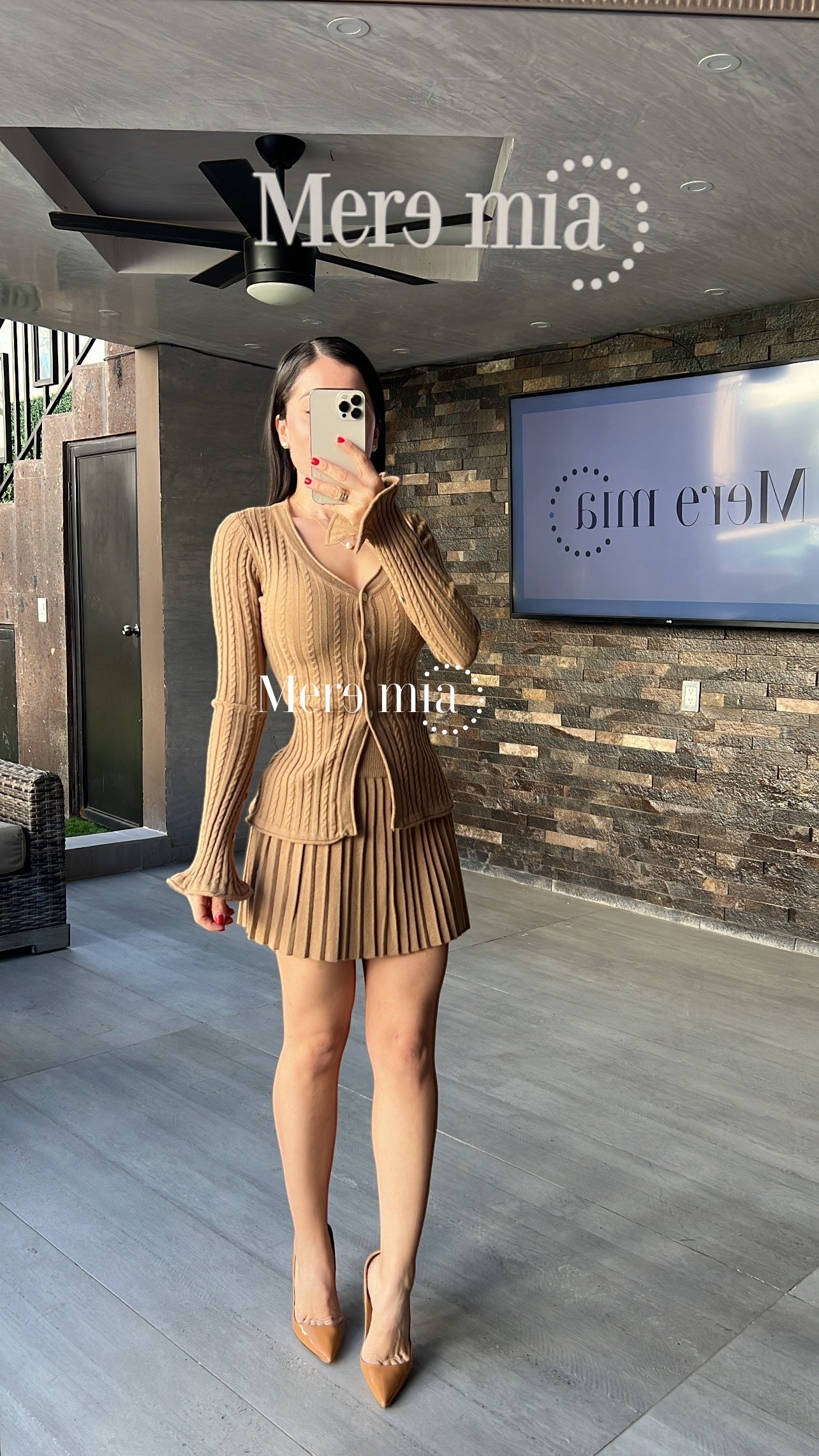 Conjunto moka rayado