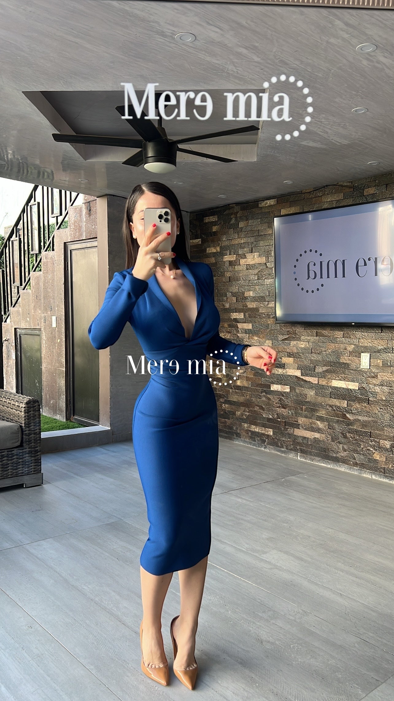 Vestido azul marino manga larga