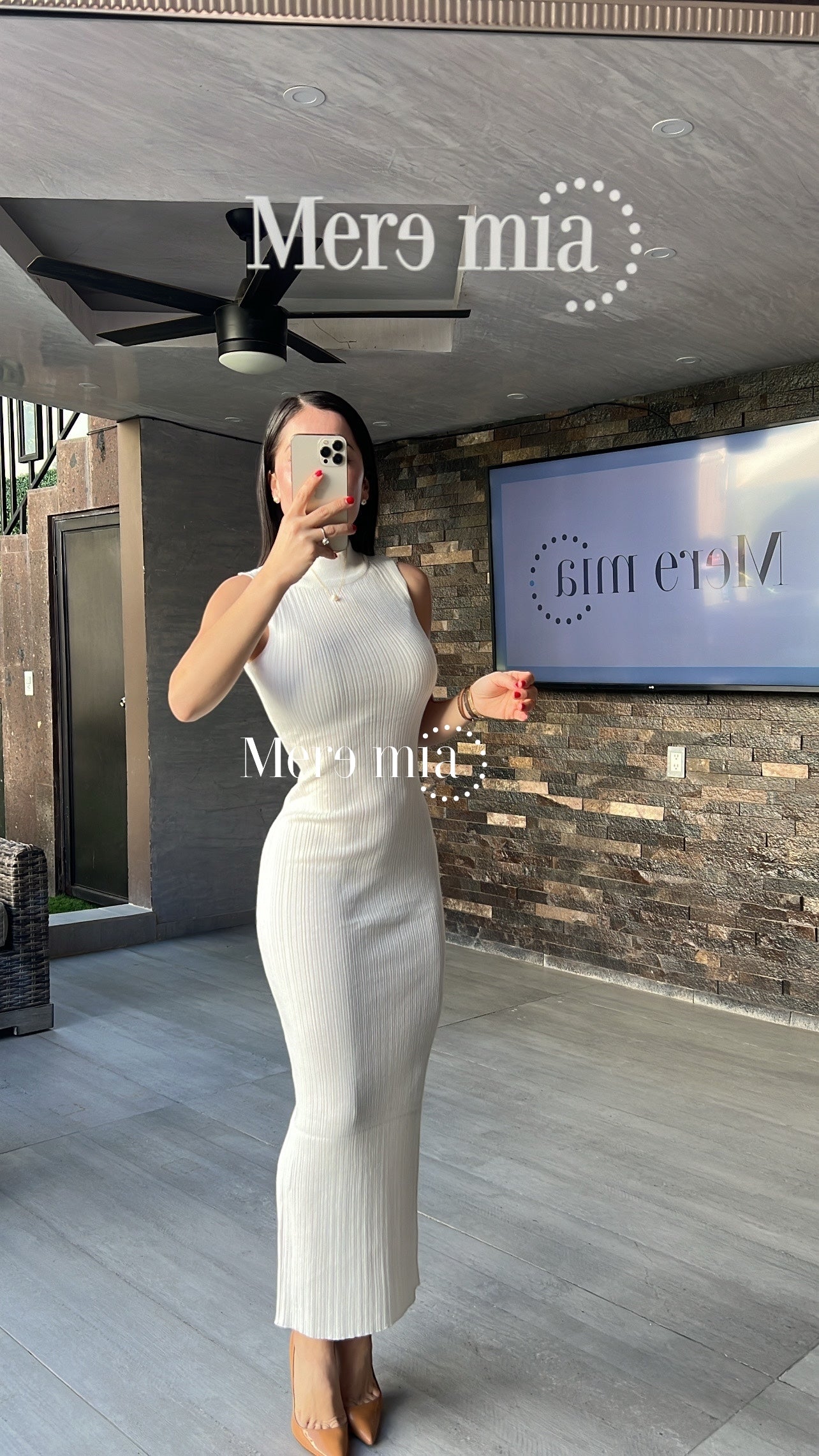 Vestido blanco cuello rayas