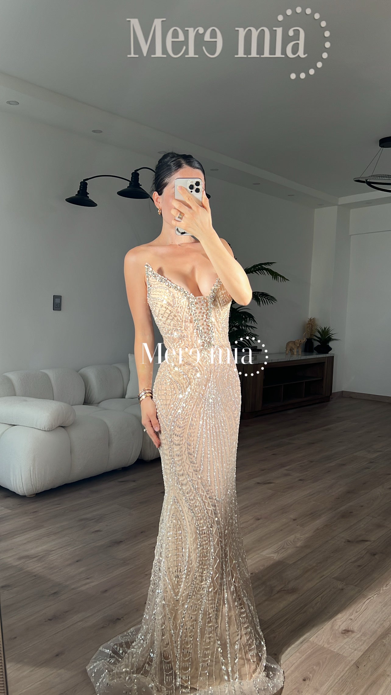 Vestido rose plata largo