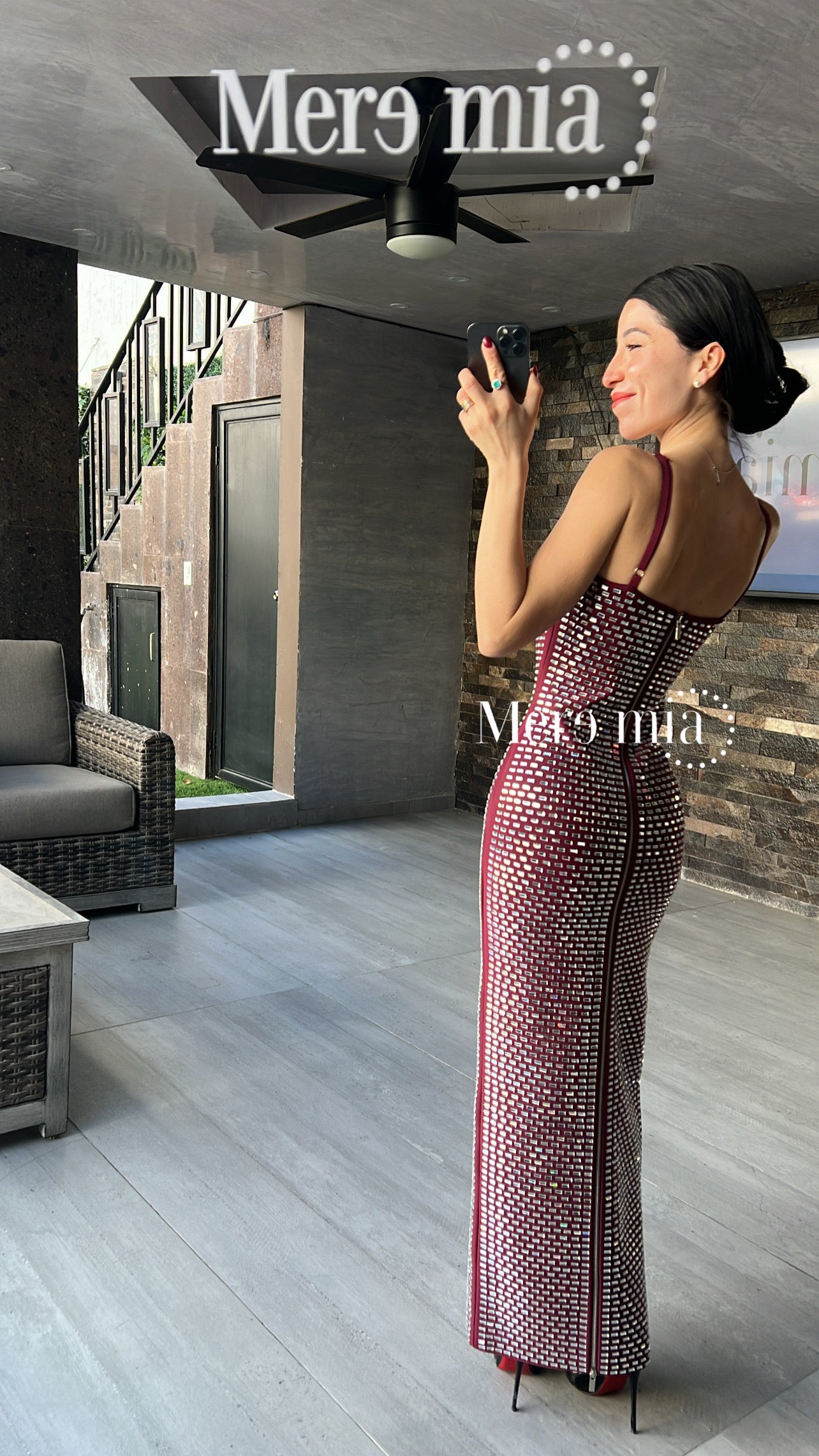 Vestido tinto apl plata