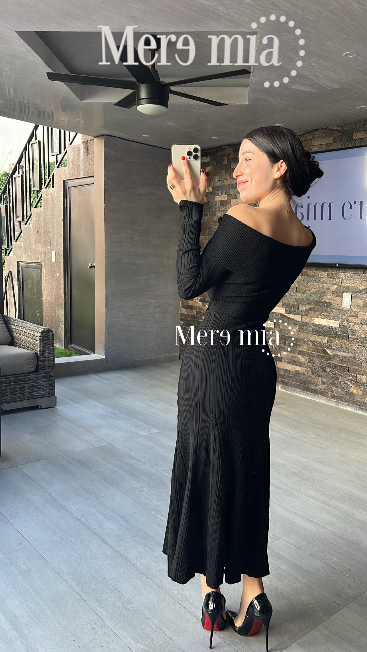 Vestido negro rayado olan