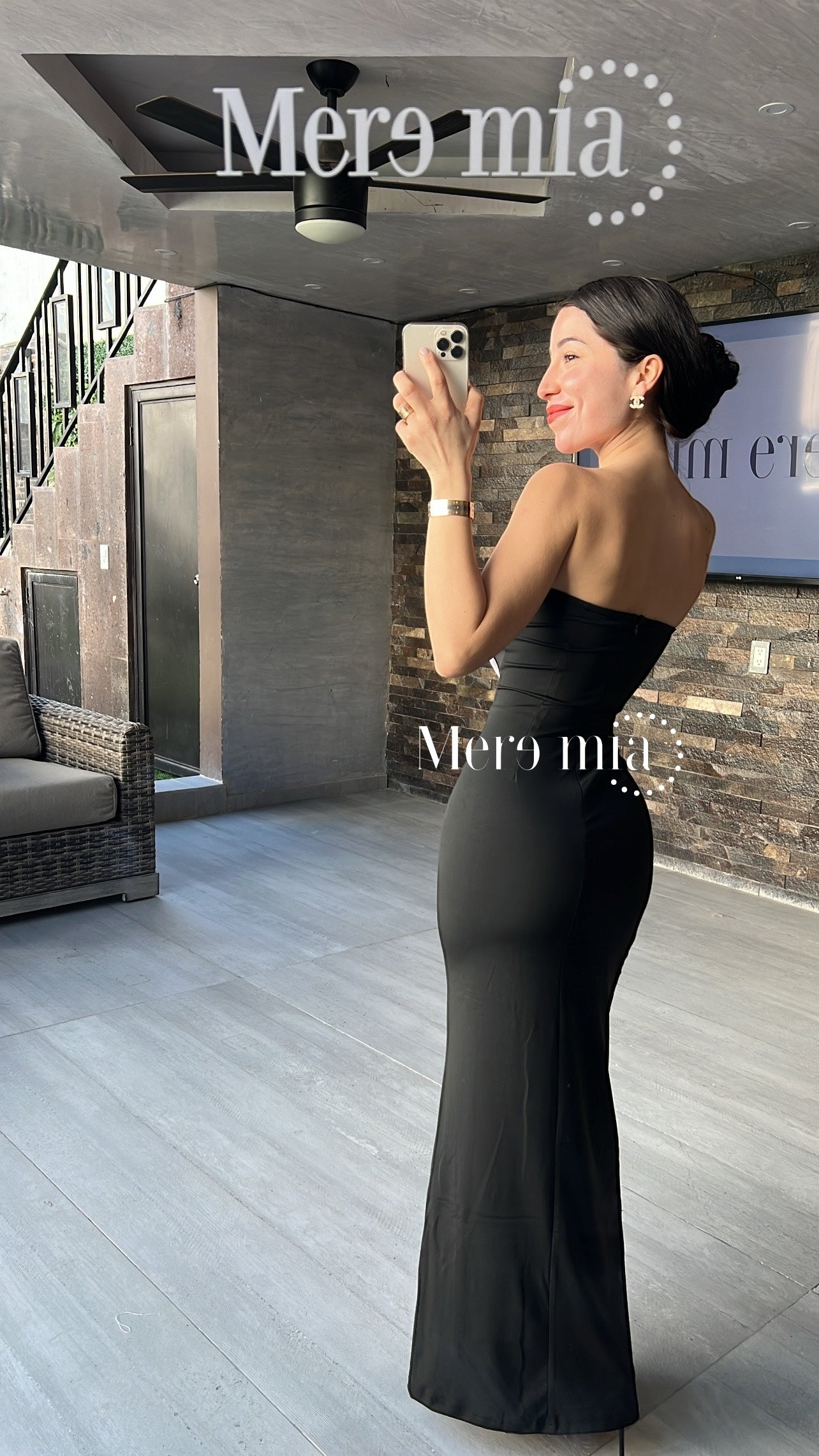 Vestido negro rosa copas