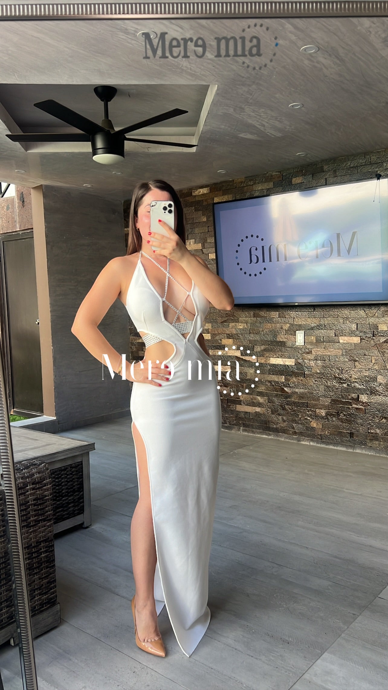 Vestido blanco largo escote V