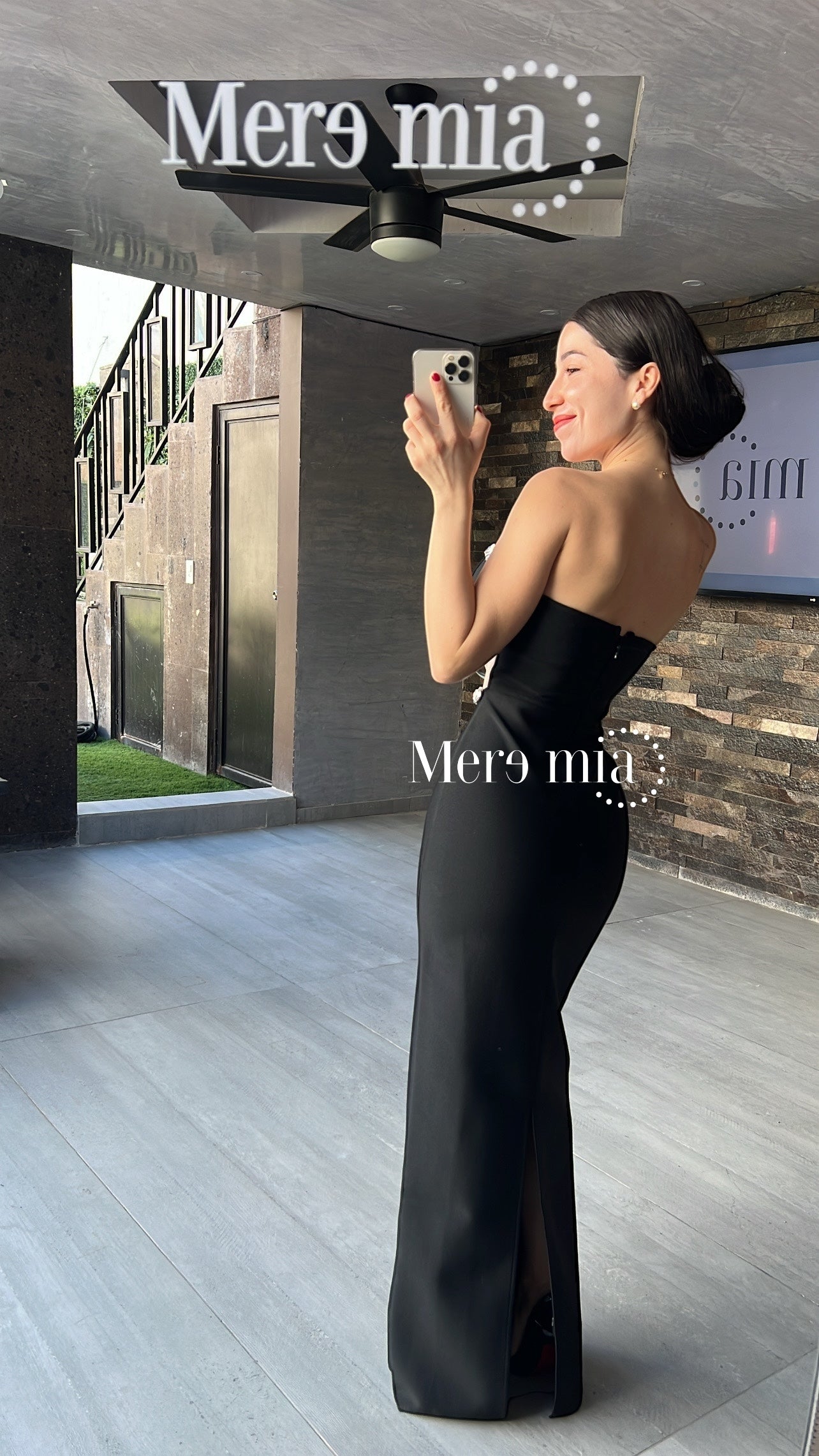 Vestido negro malla plata