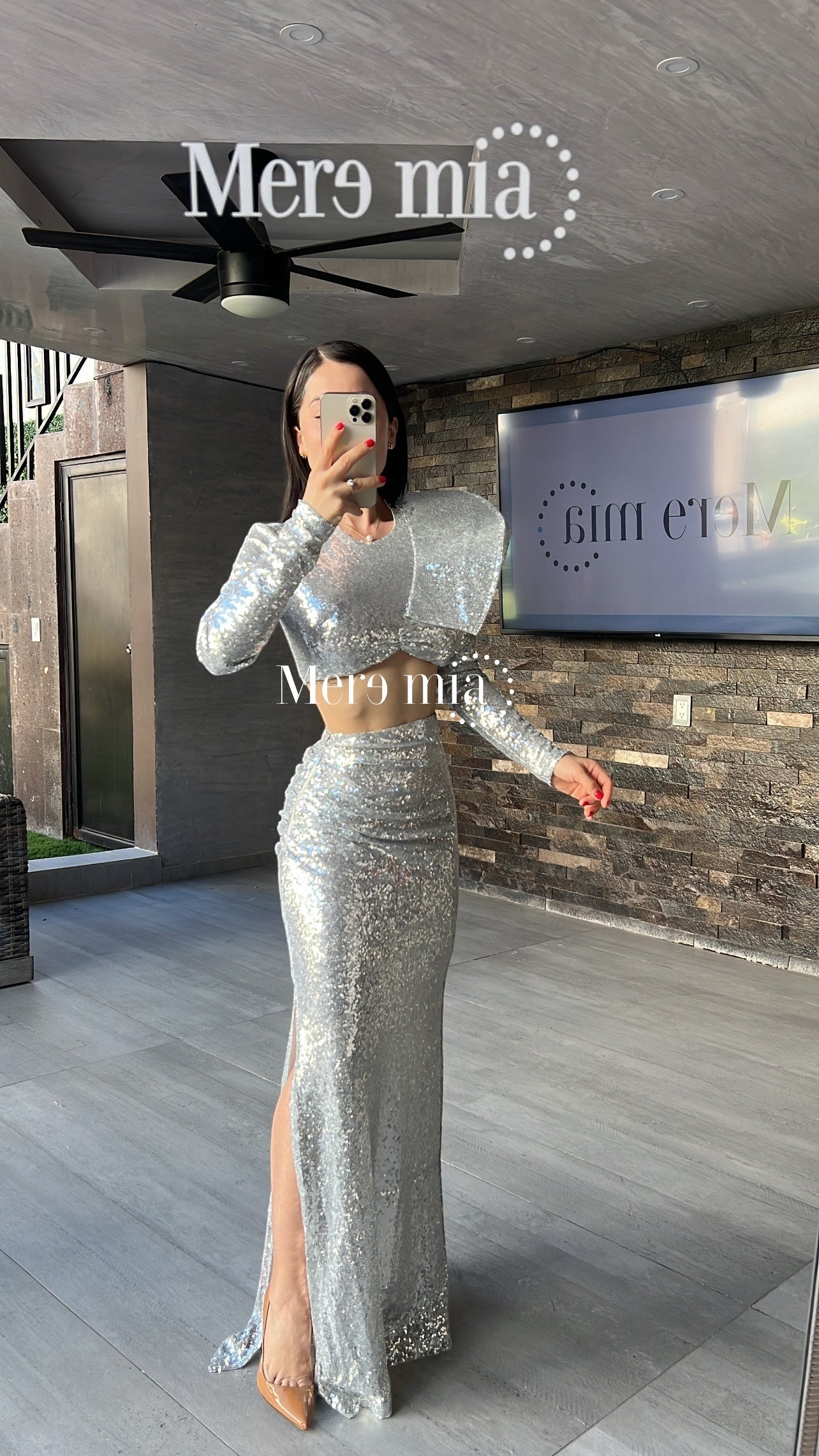 Conjunto falda lent plata