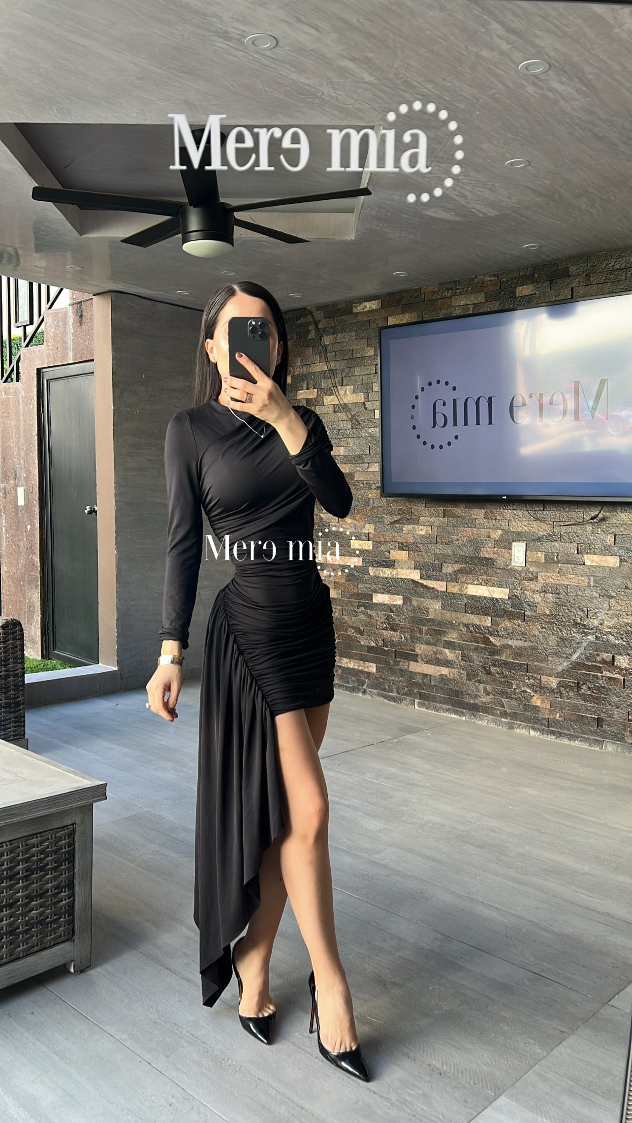 Vestido negro plisado ml