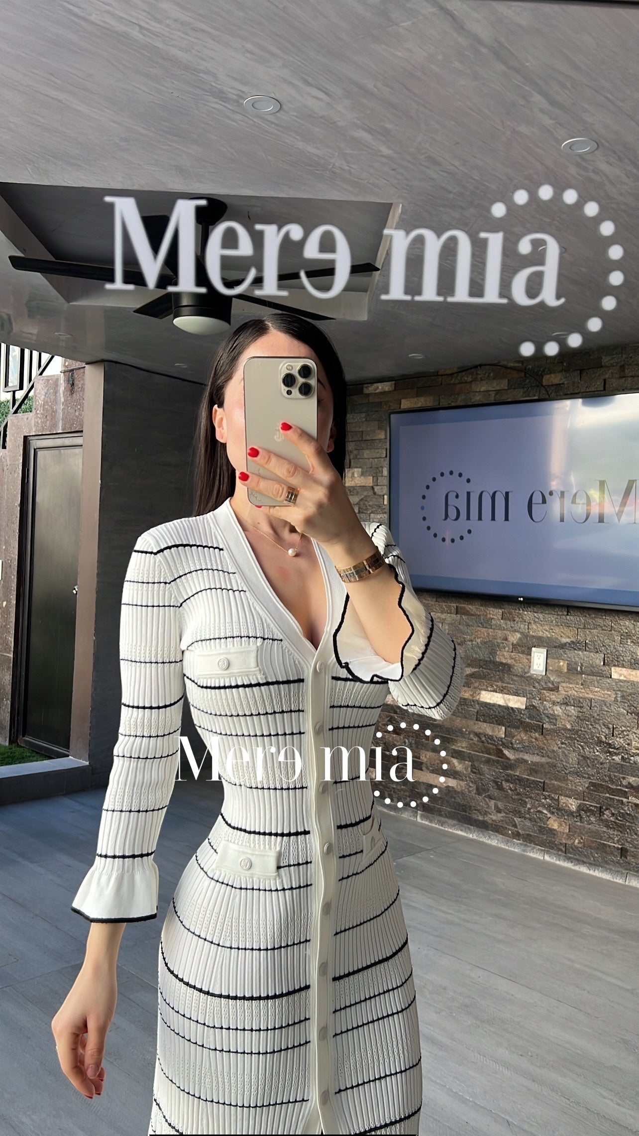 Vestido blanco rayas negras