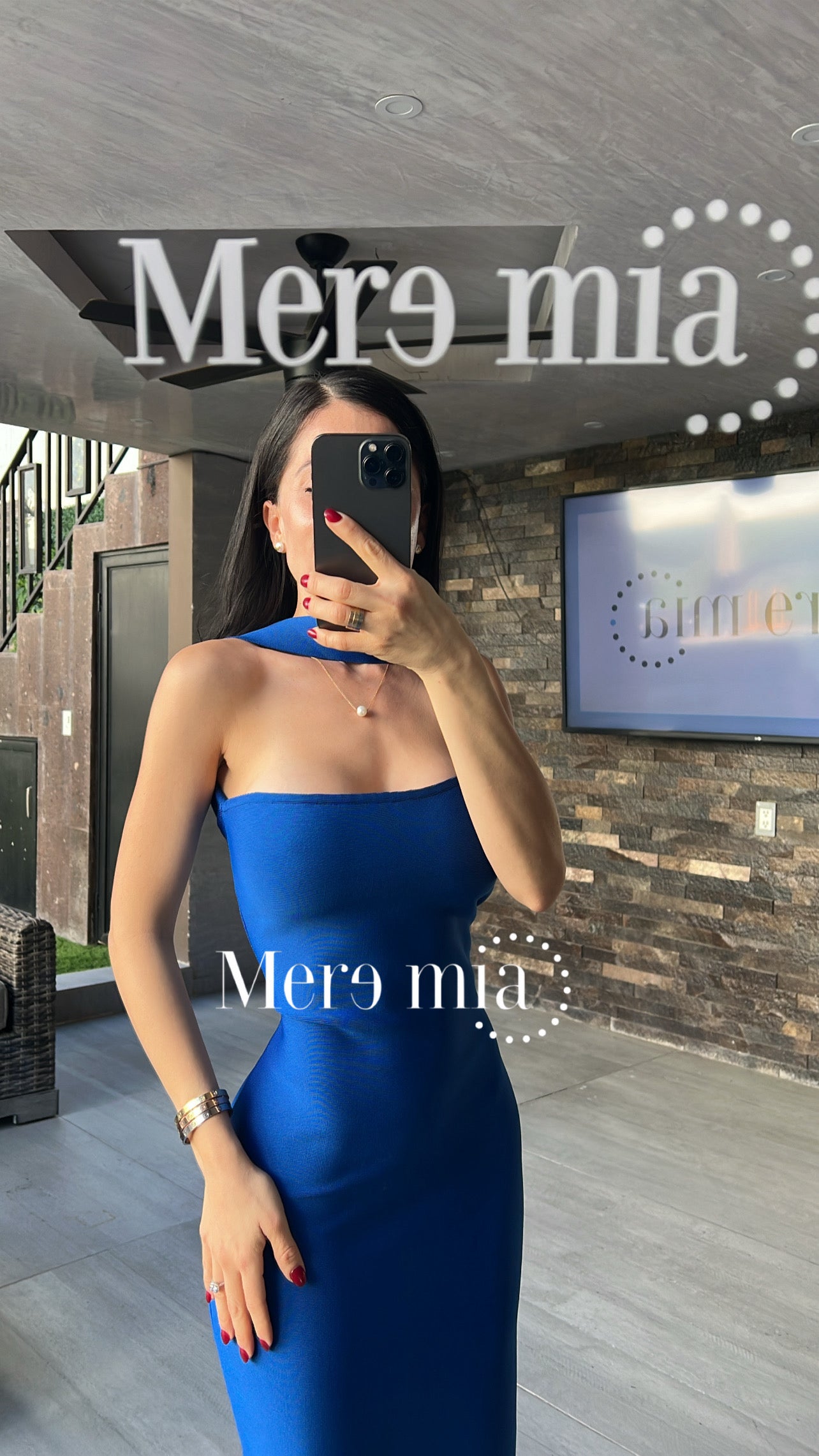 Vestido azul rey cuello