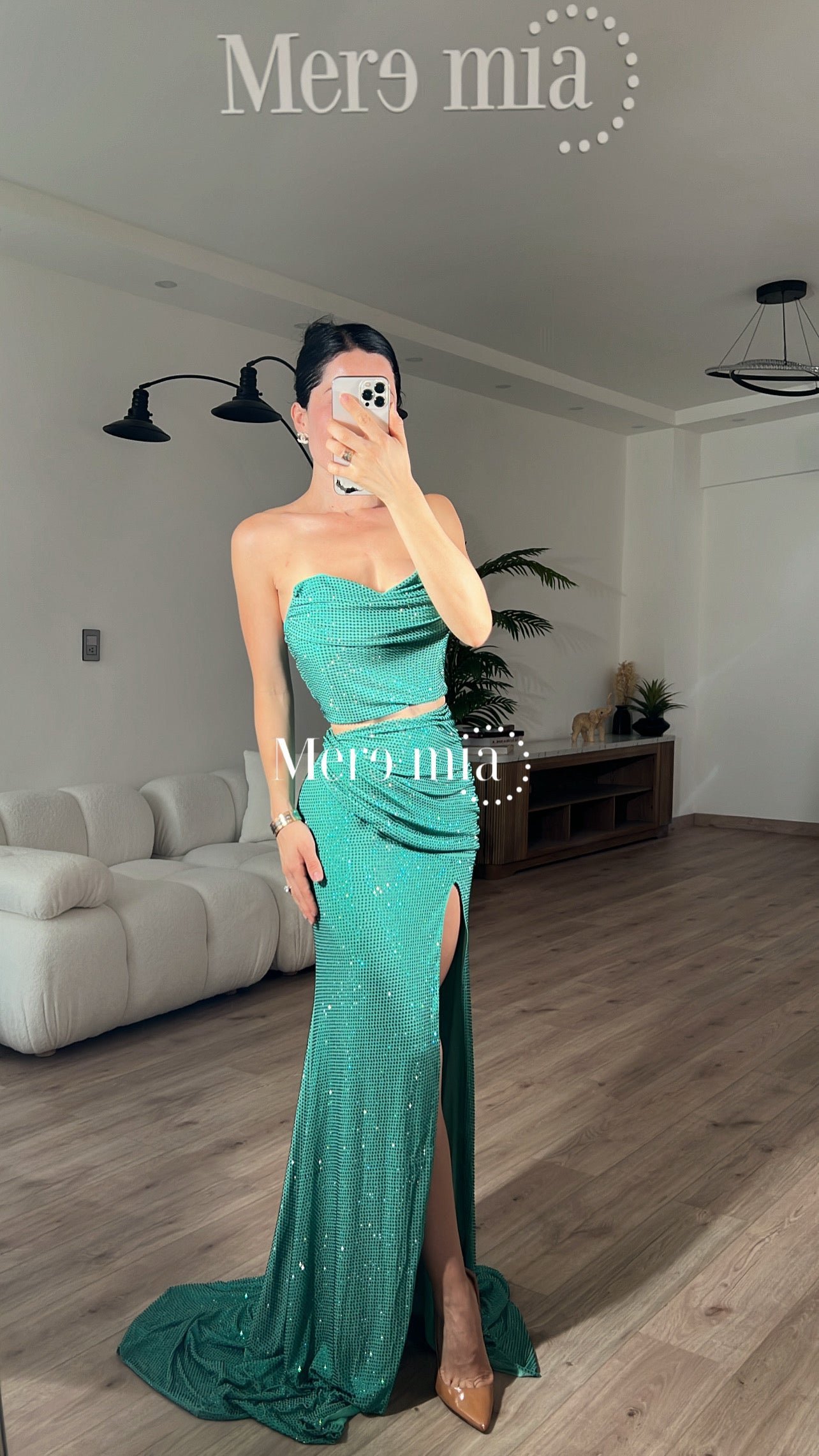 Conjunto turquesa puntos