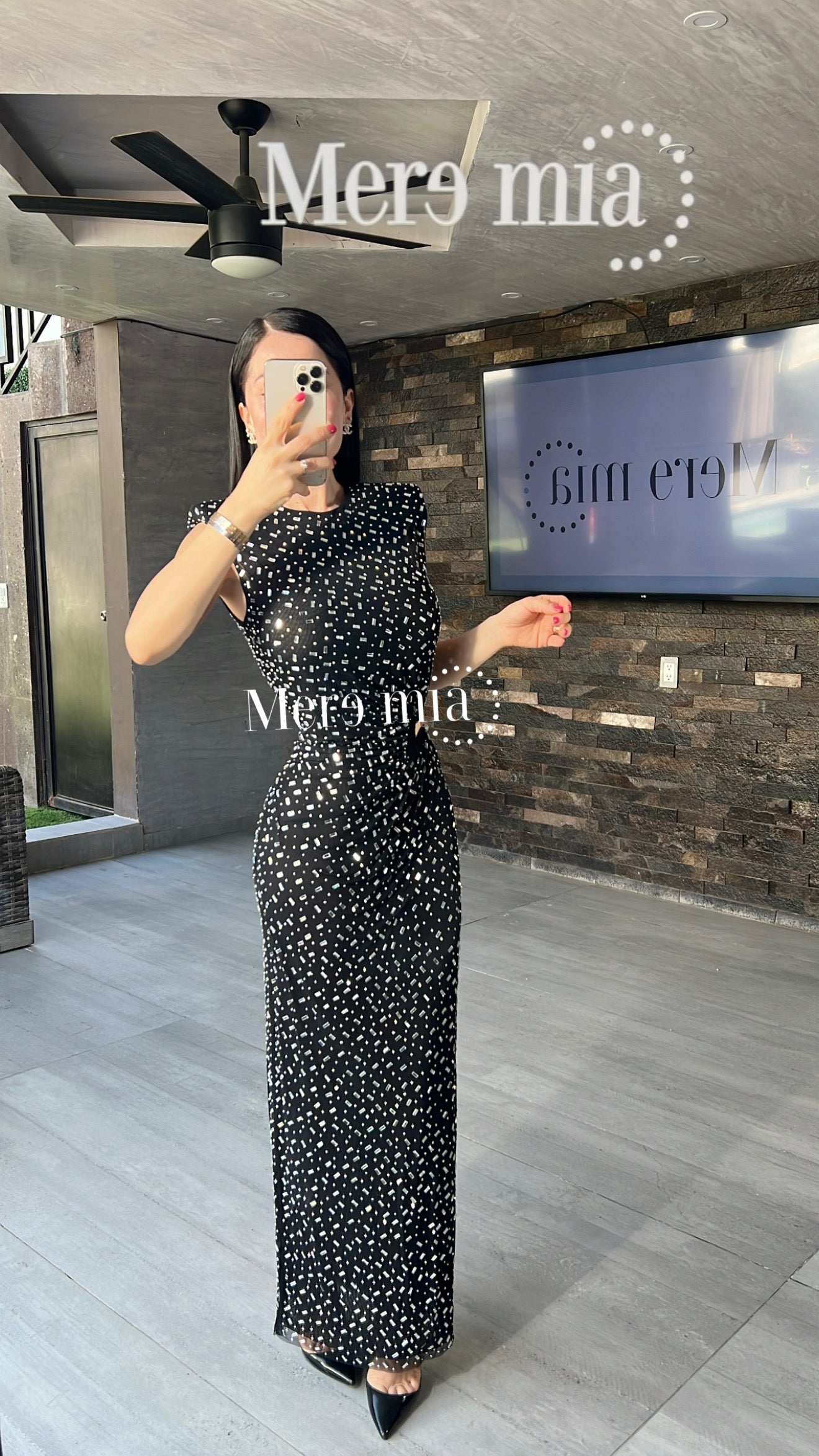 Vestido negro plata abert