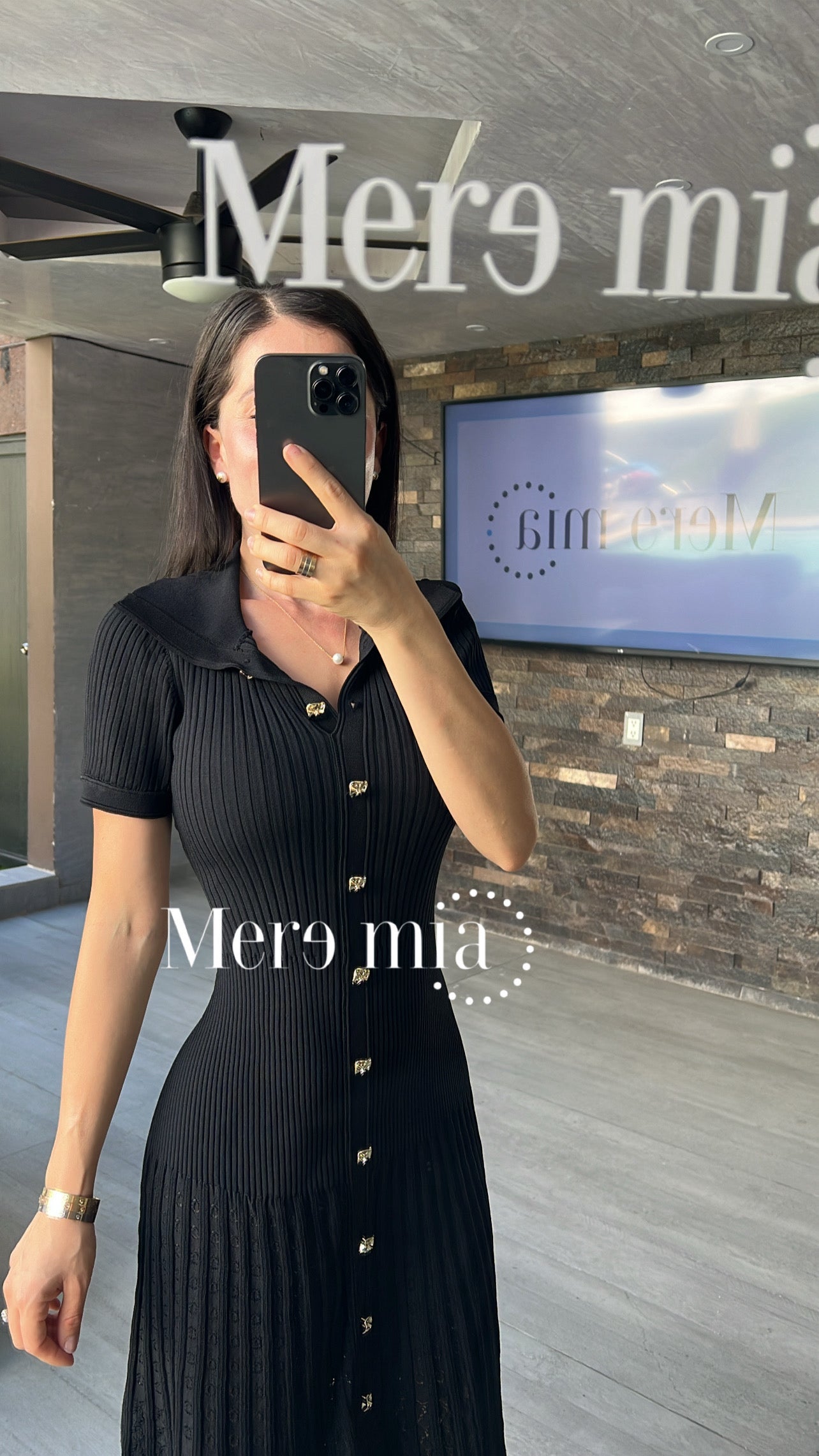 Vestido negro cuello mc