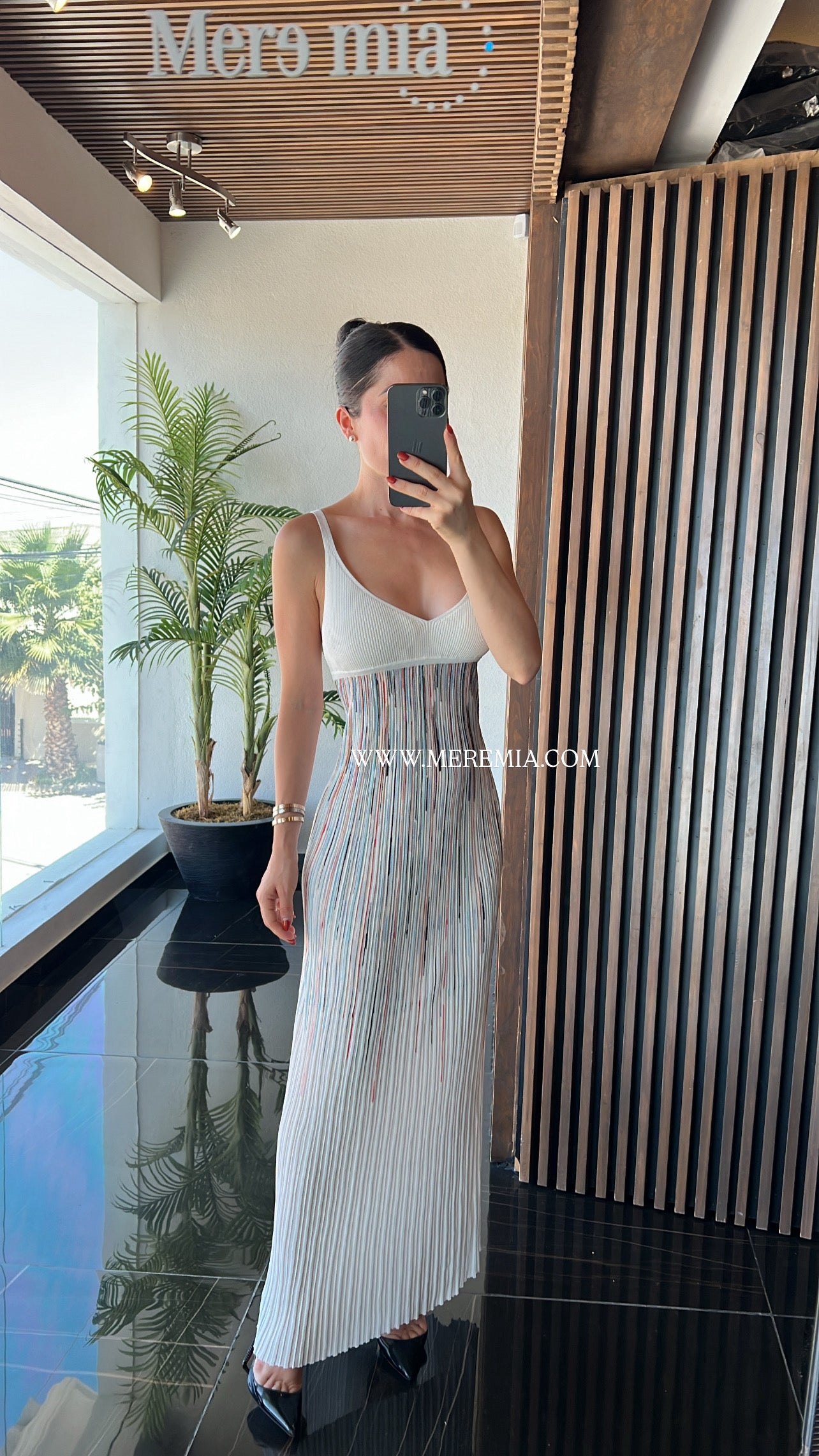 Vestido blanco rayas colores