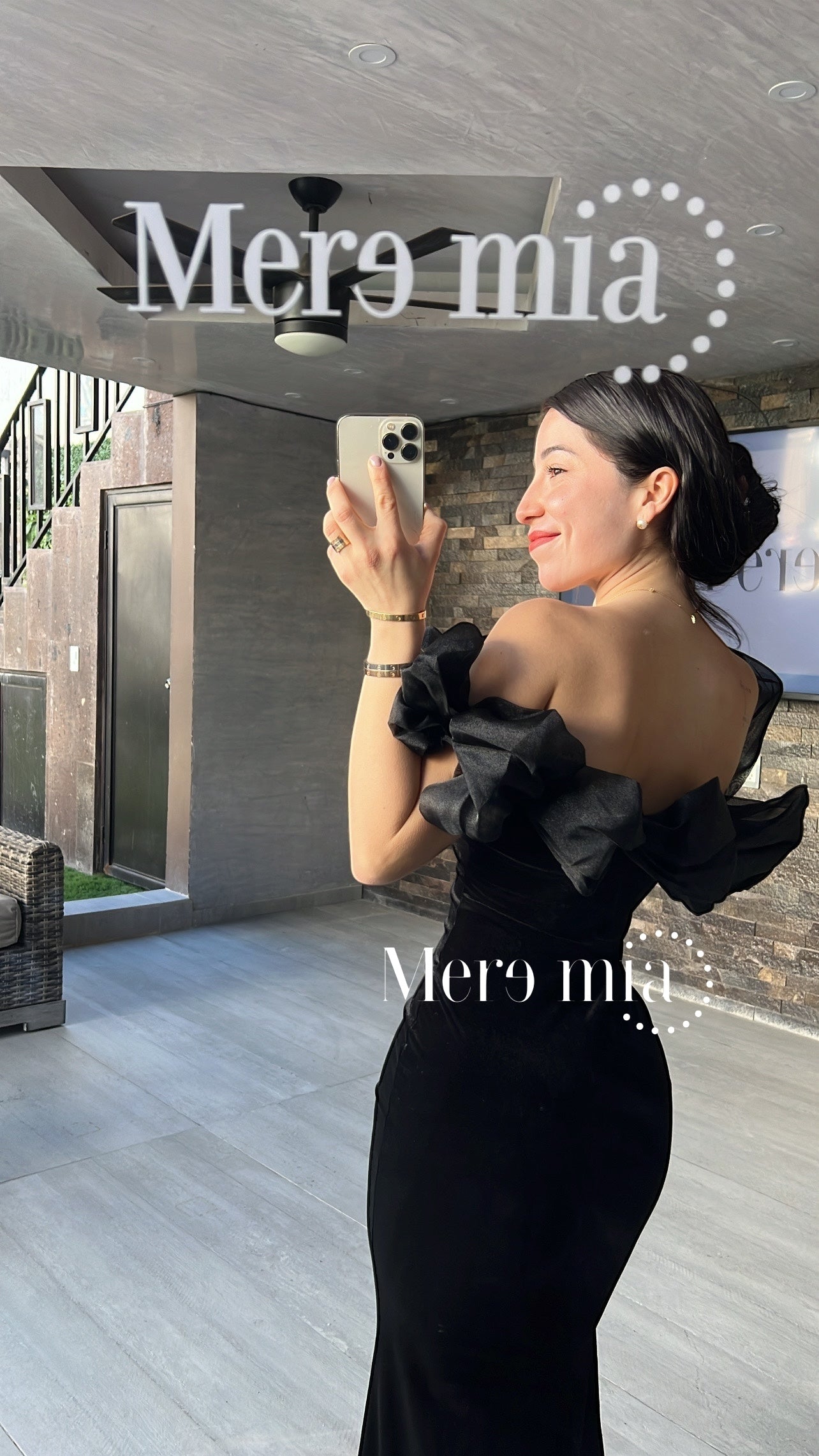 Vestido negro scrunchie tul