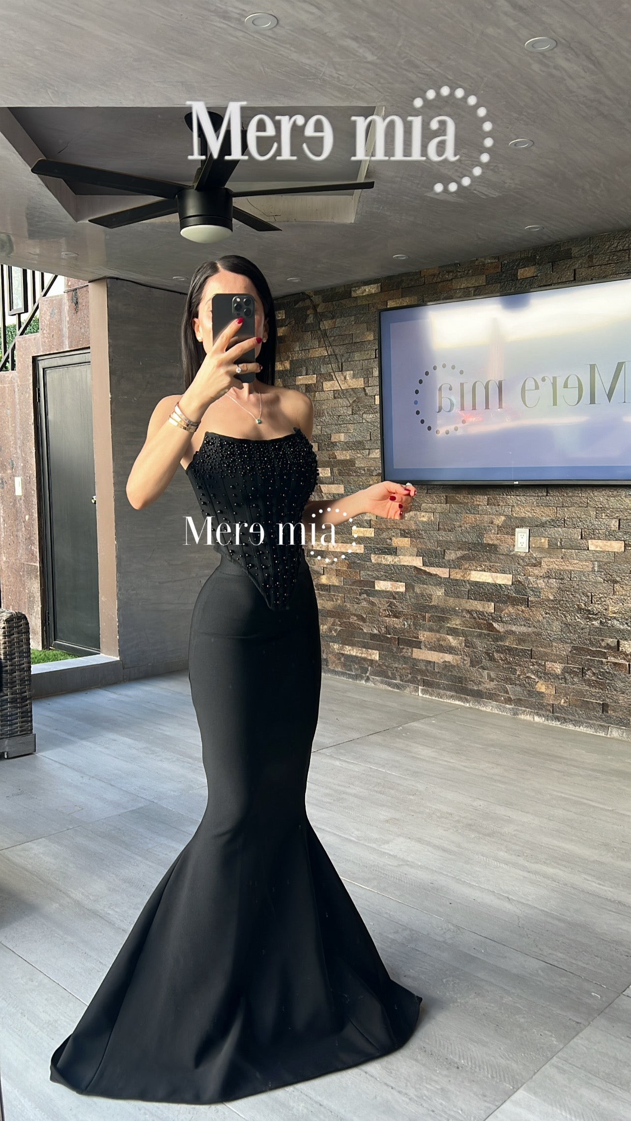 Conjunto negro perlas cor