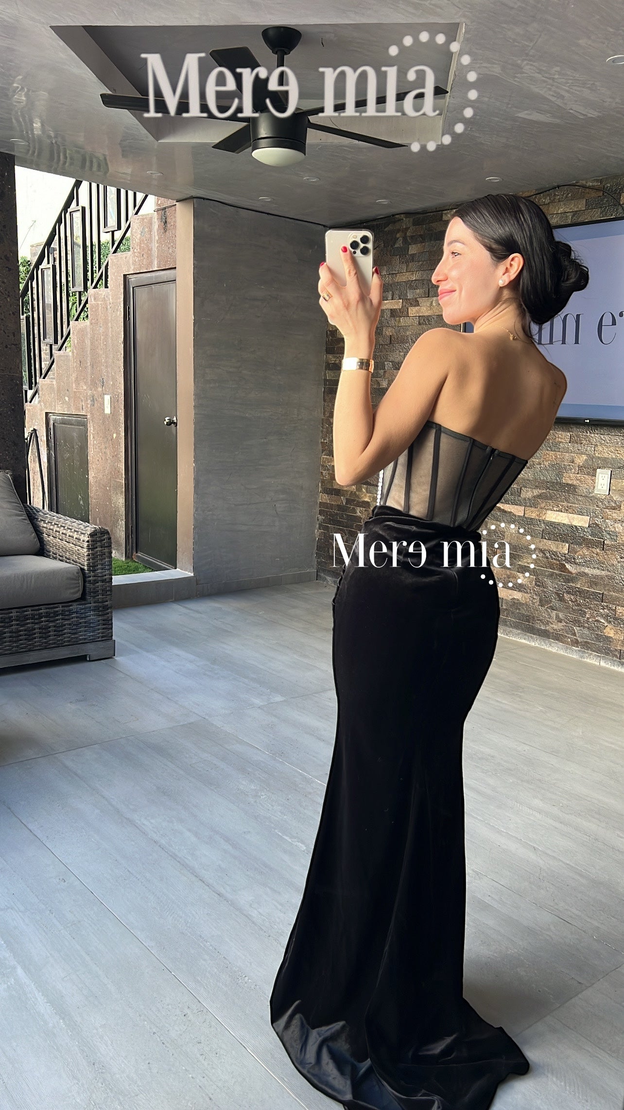 Vestido negro brillos copa