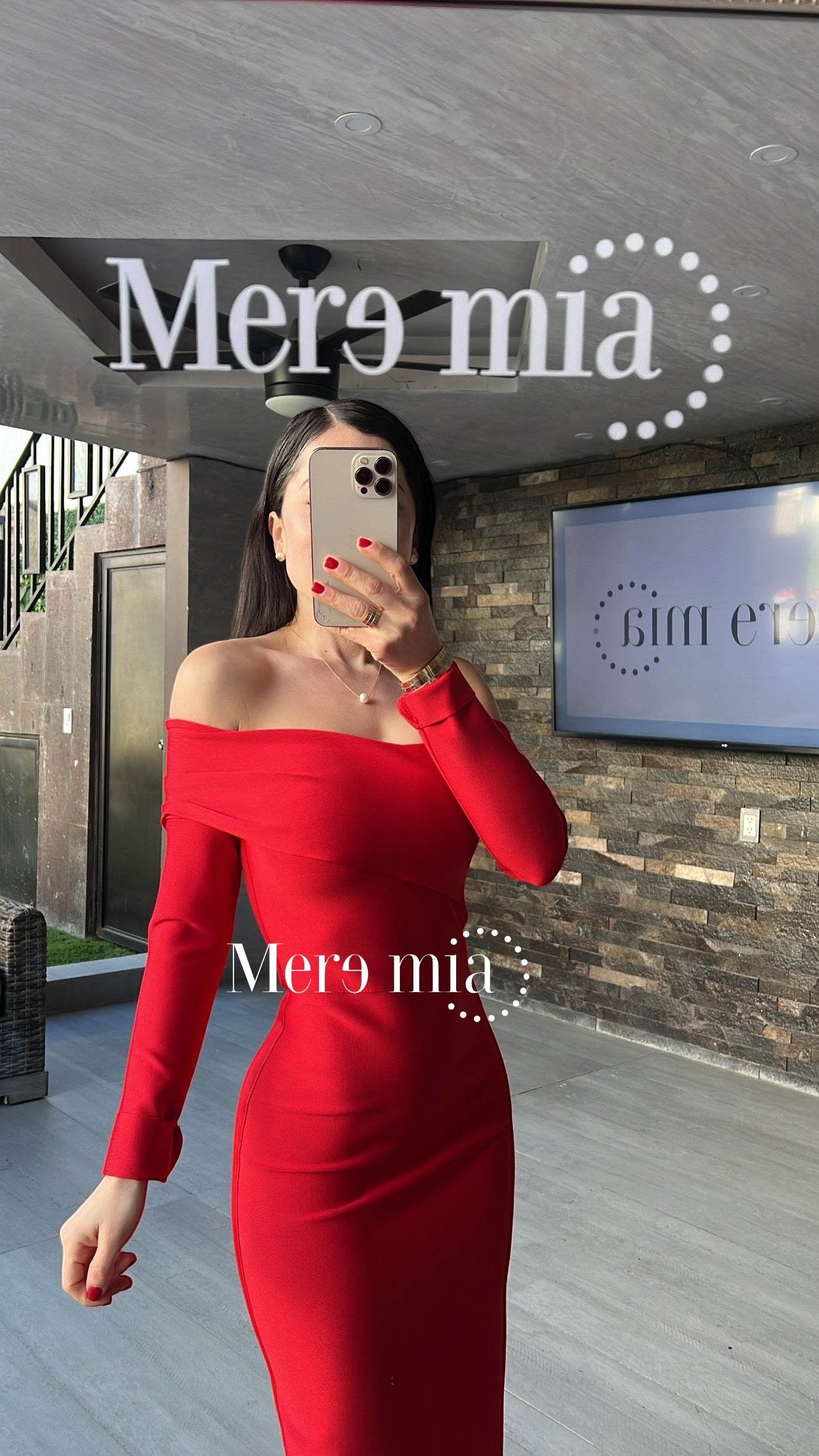 Vestido rojo ml liso largo