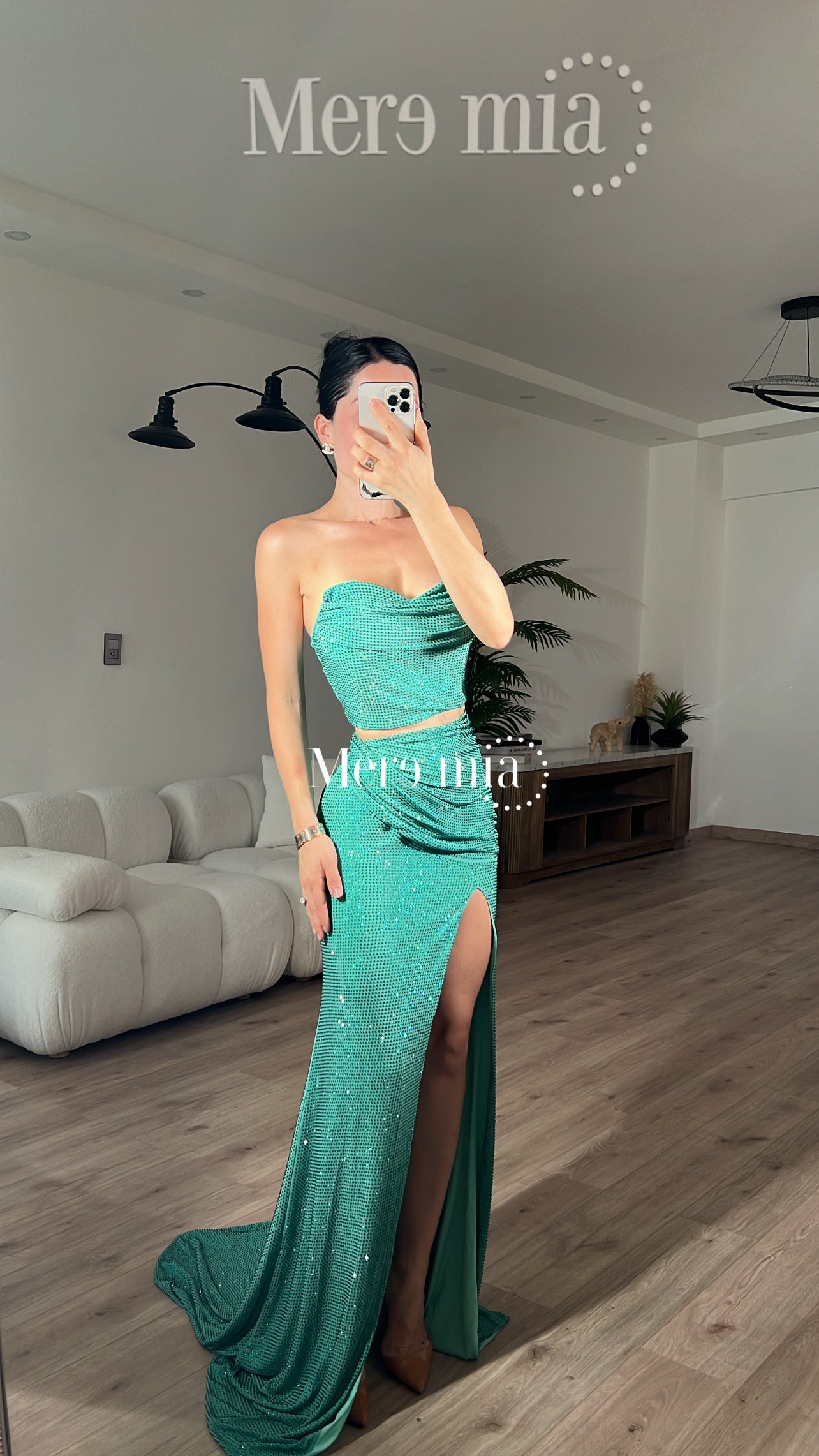 Conjunto turquesa puntos