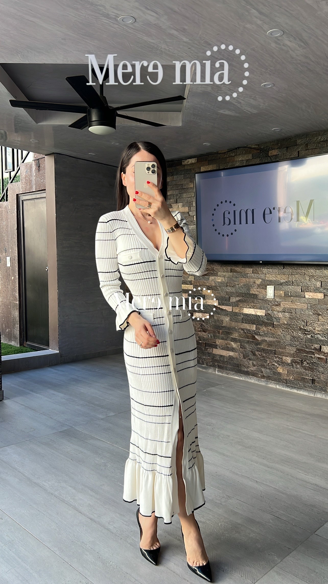 Vestido blanco rayas negras