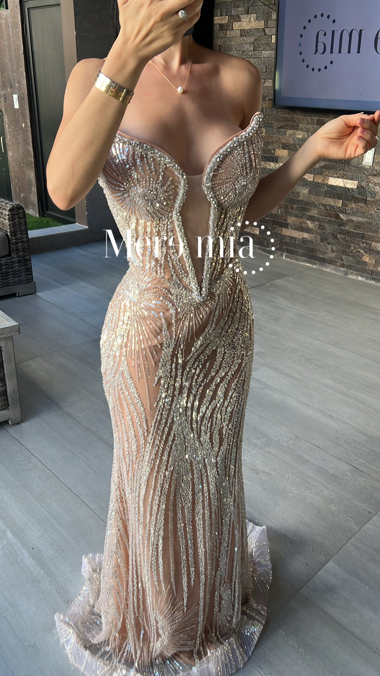 Vestido moka plata malla