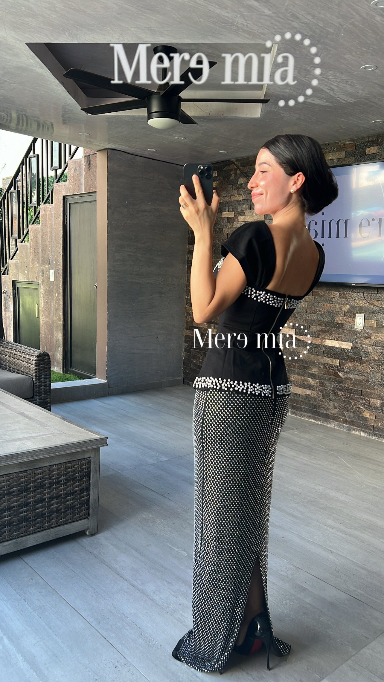 Conjunto negro puntos blusa