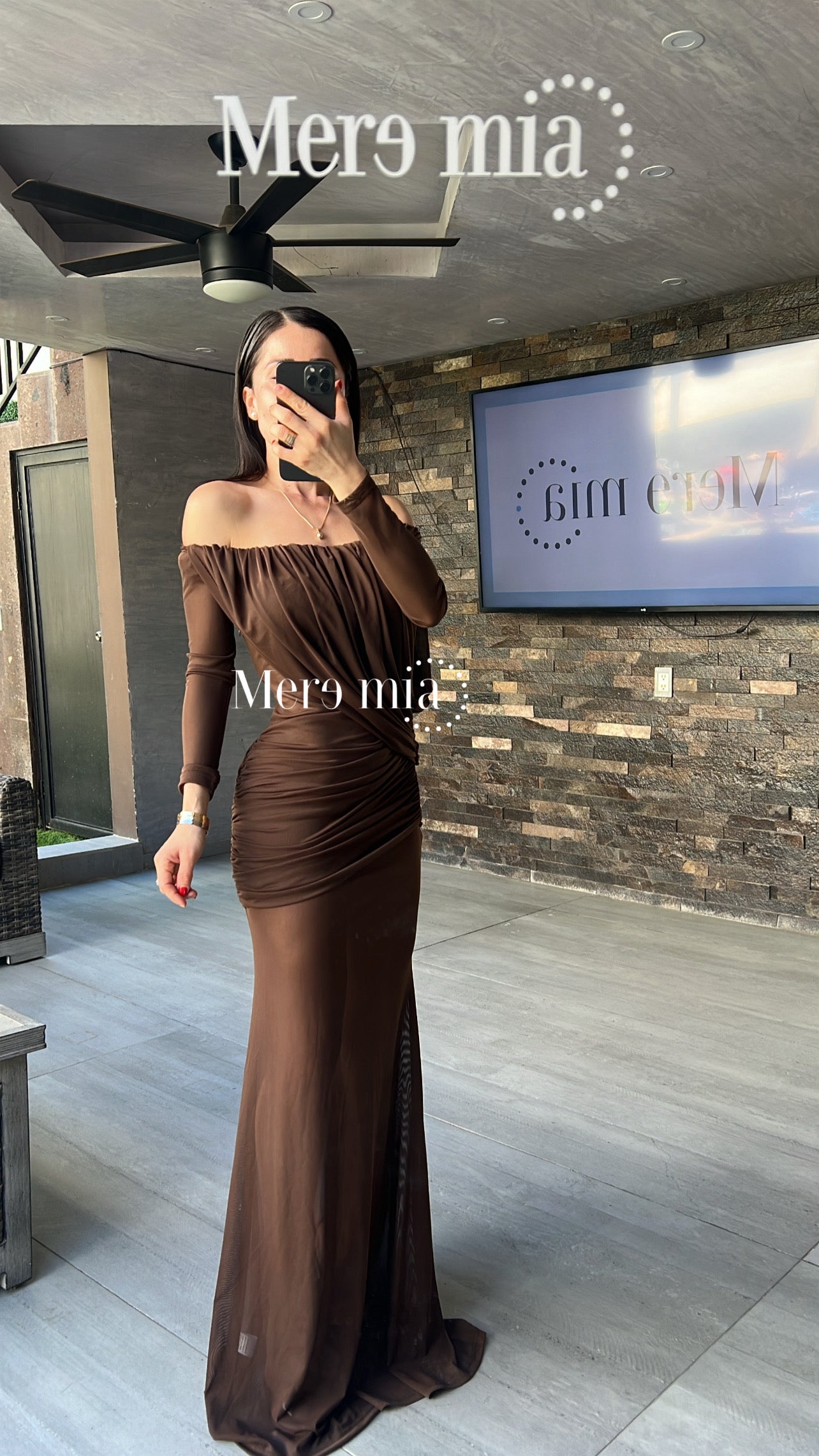 Vestido plisado malla hombros