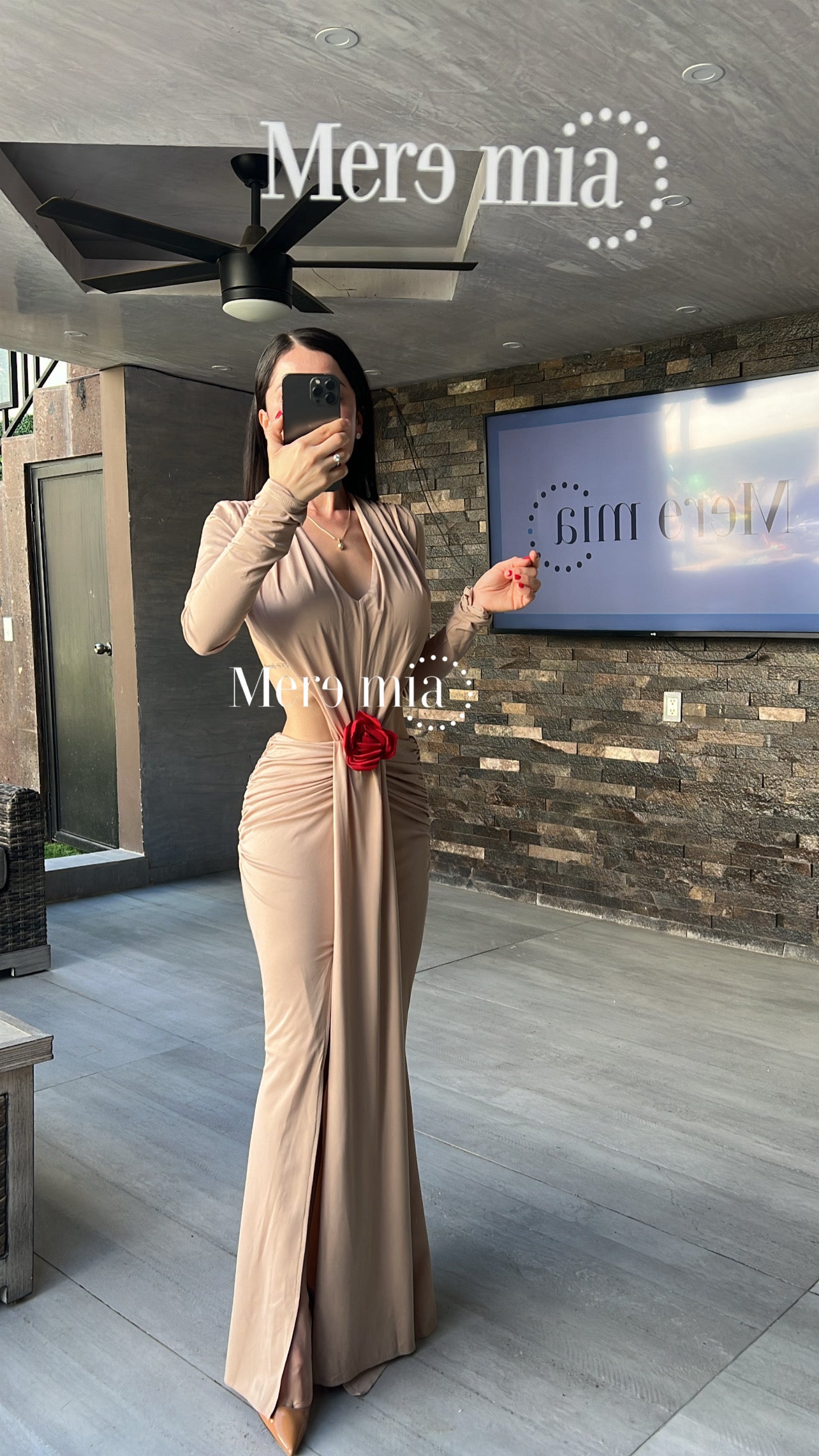 Vestido beige flor