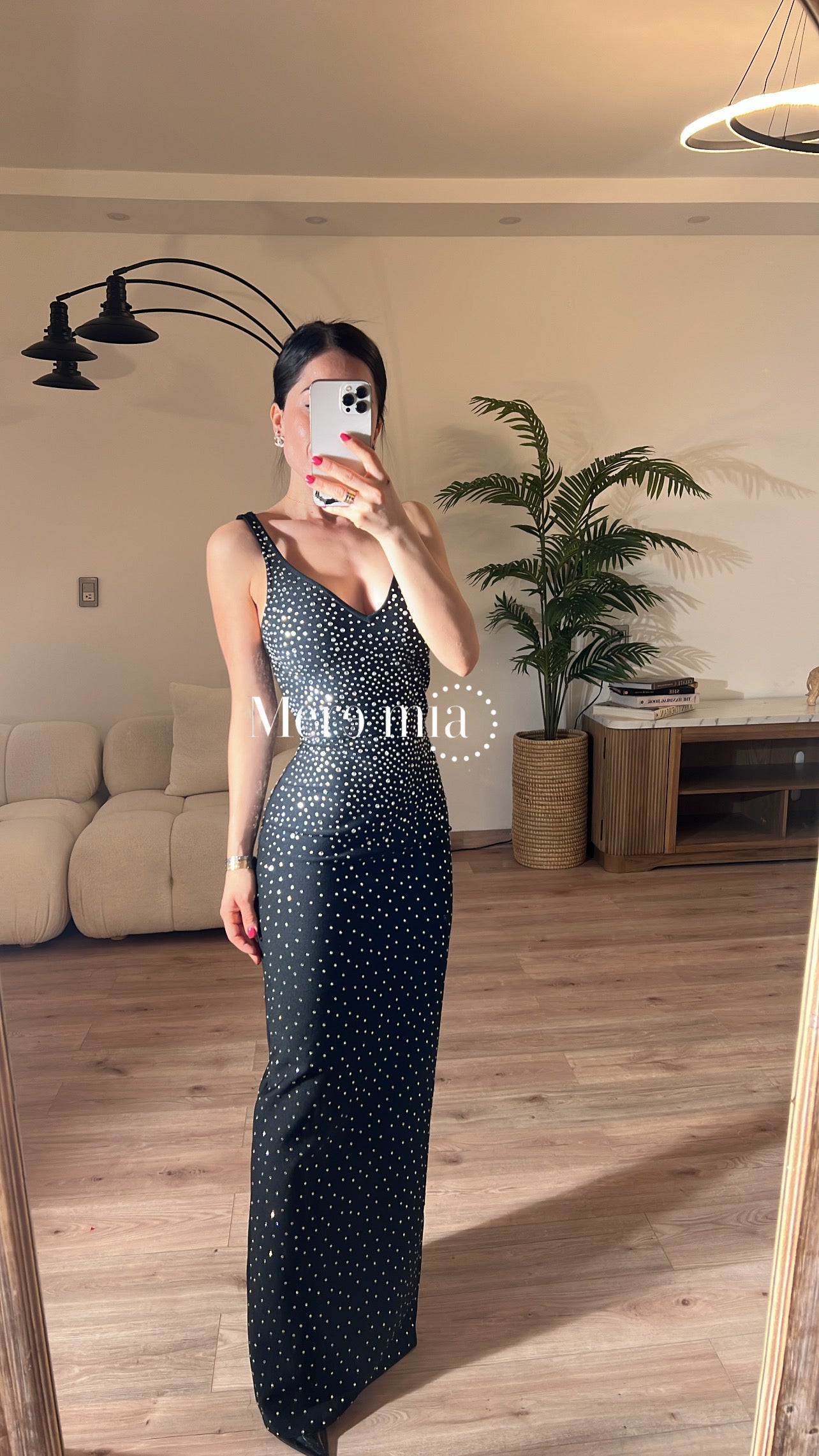 Vestido negro puntos brill