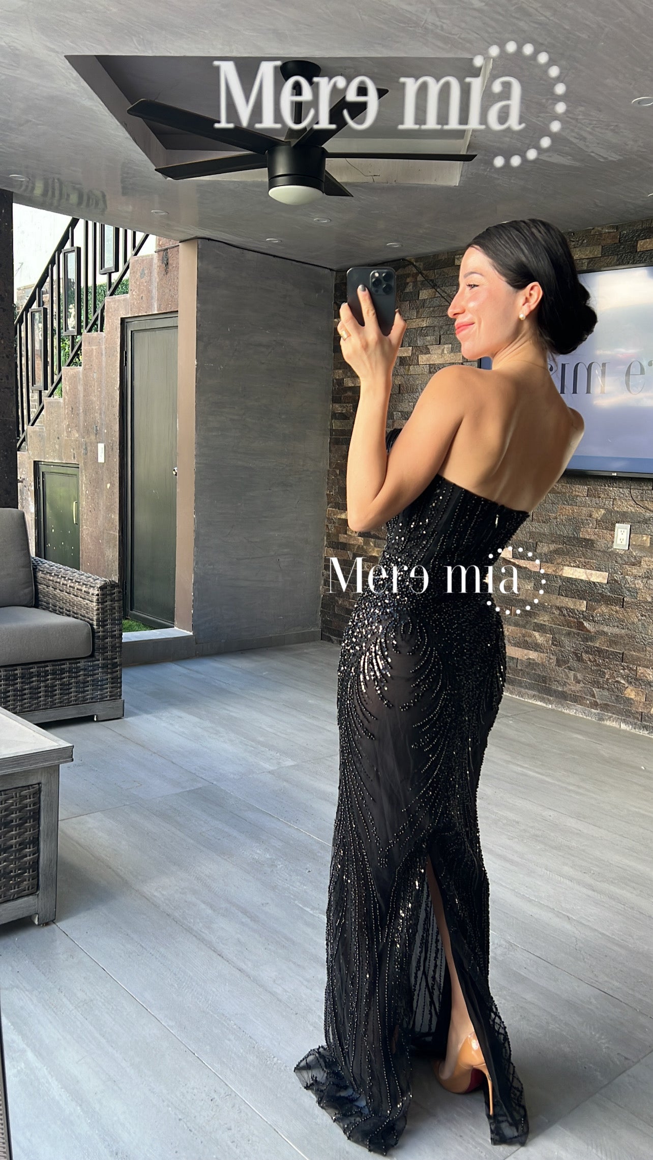 Vestido negro lentejuelas apl