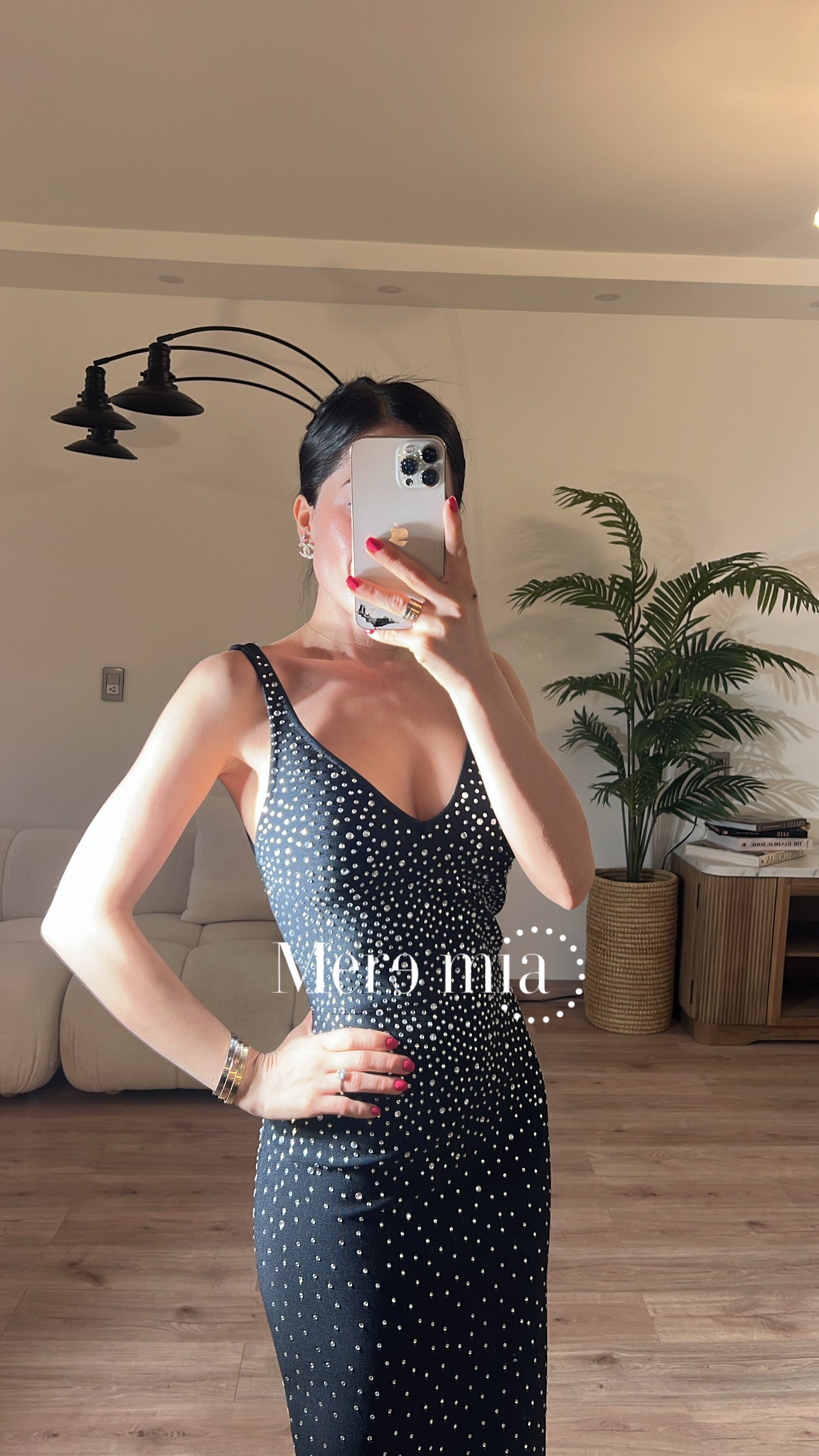 Vestido negro puntos brill