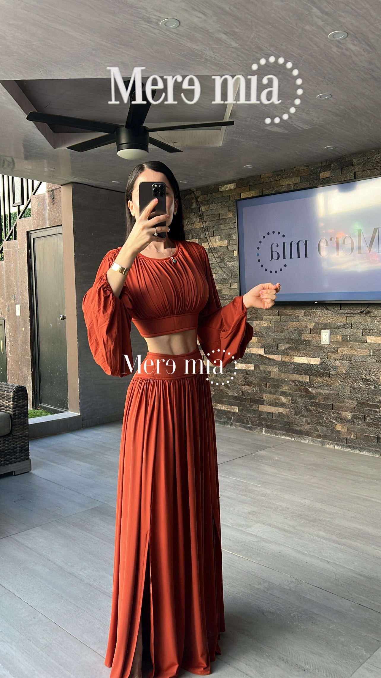 Conjunto plisado mangas bombachas