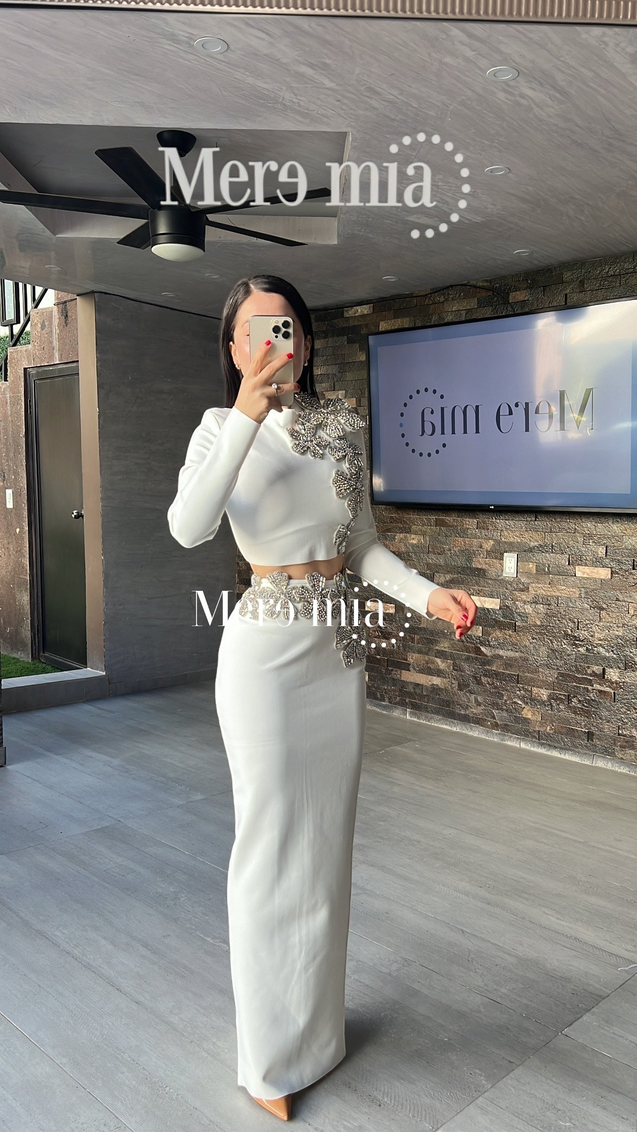 Conjunto blanco apl flores