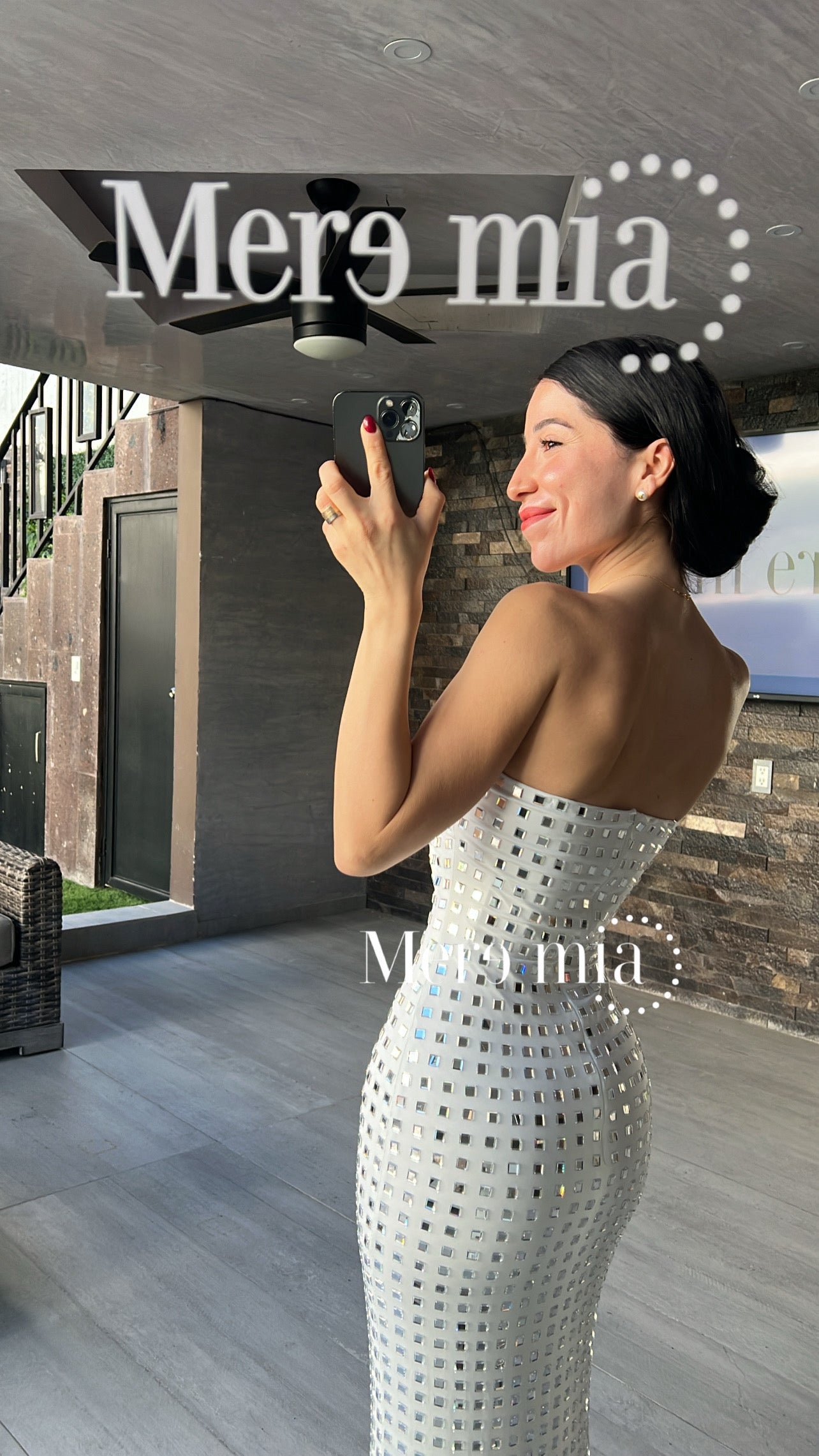 Vestido blanco cuadro plata