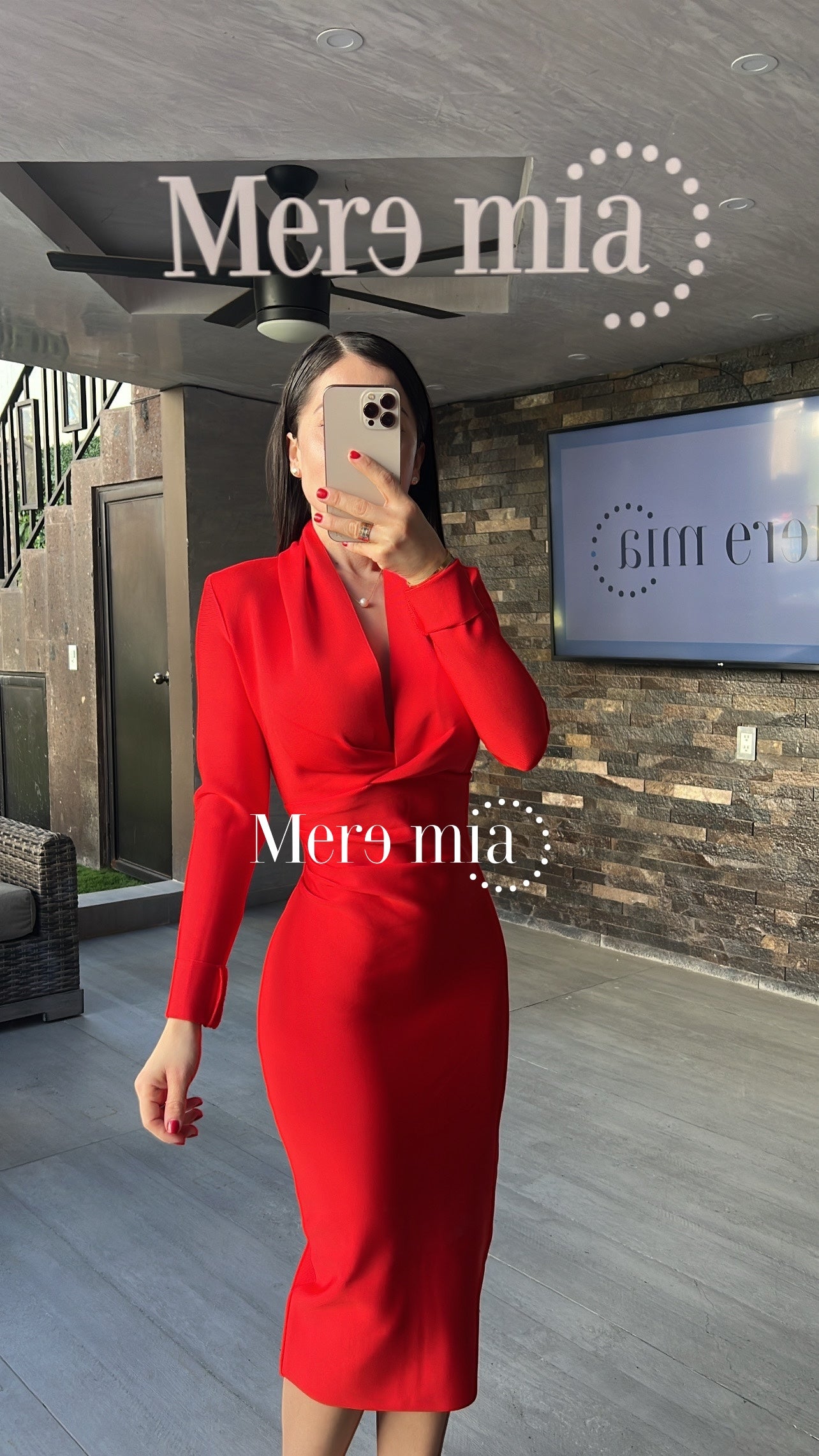 Vestido rojo manga larga