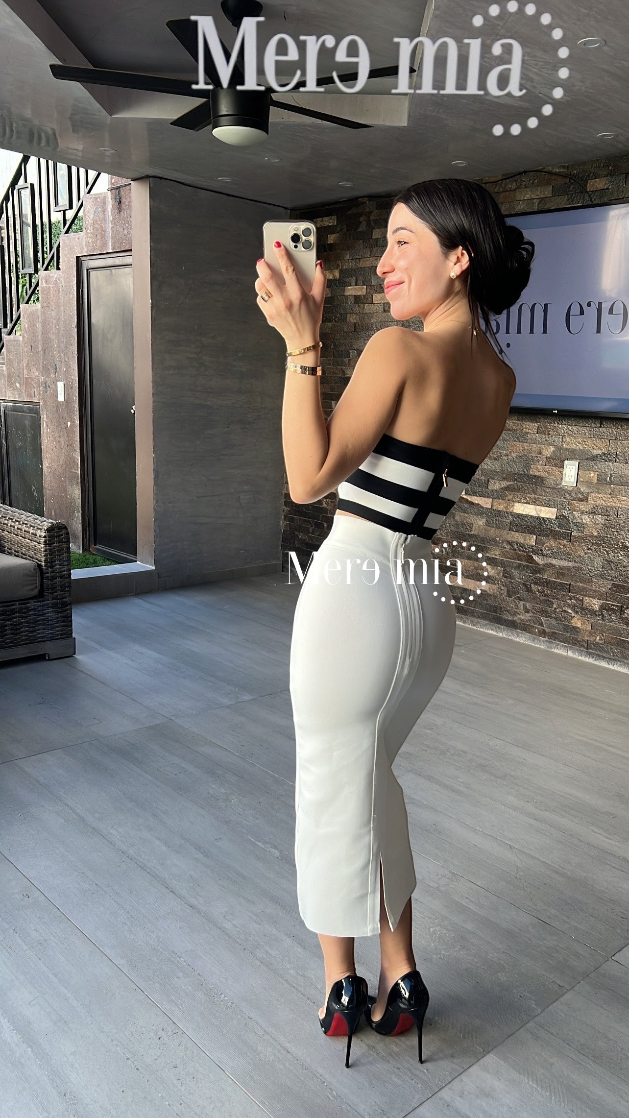 Top strapp rayas blanco/negro