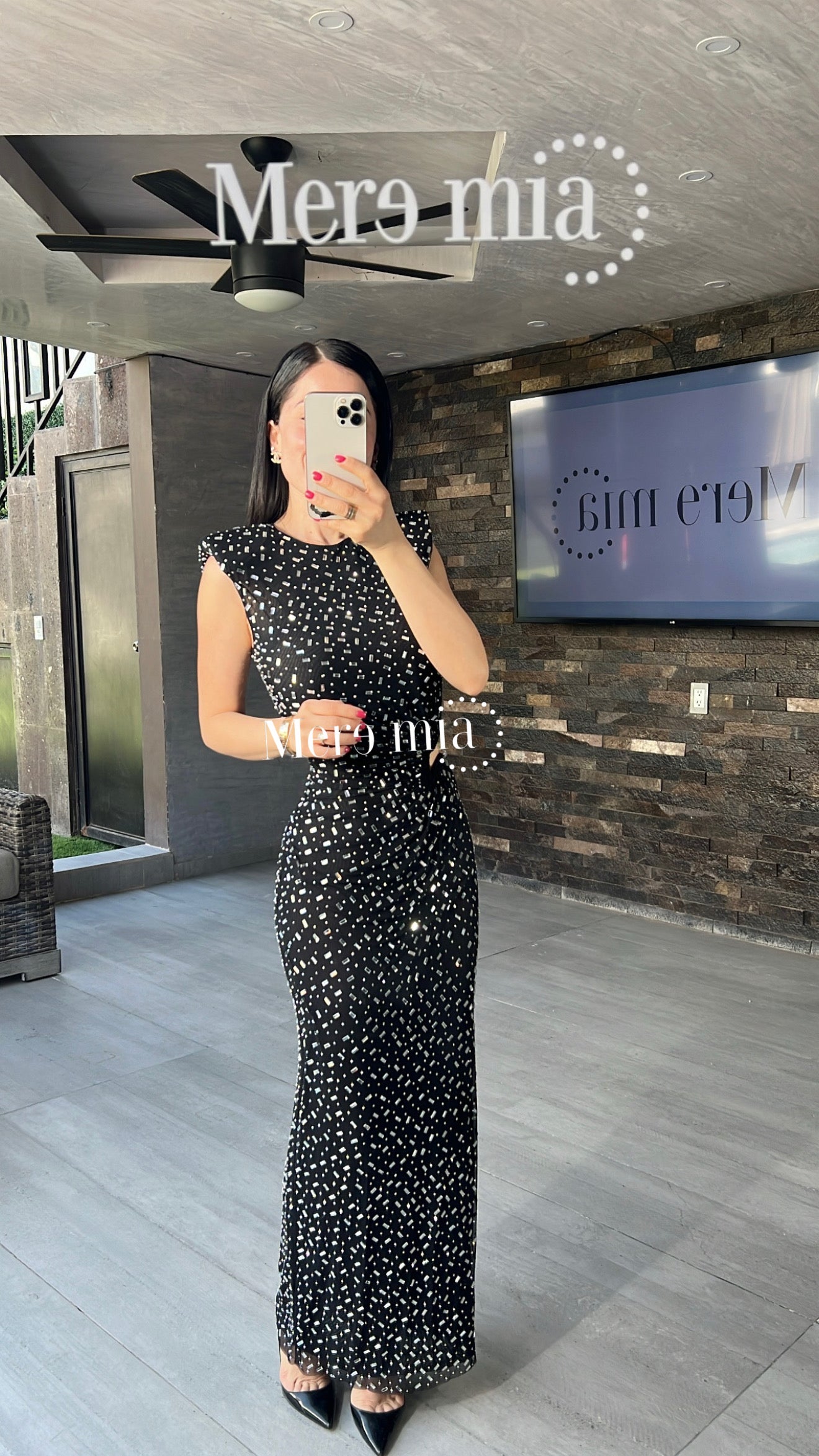 Vestido negro plata abert