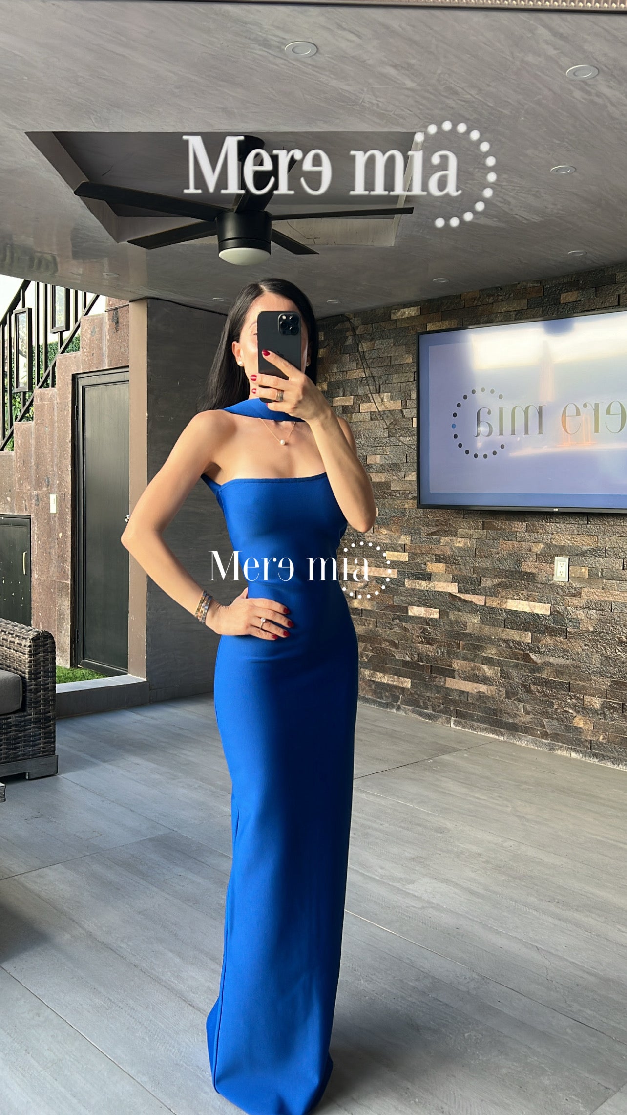 Vestido azul rey cuello