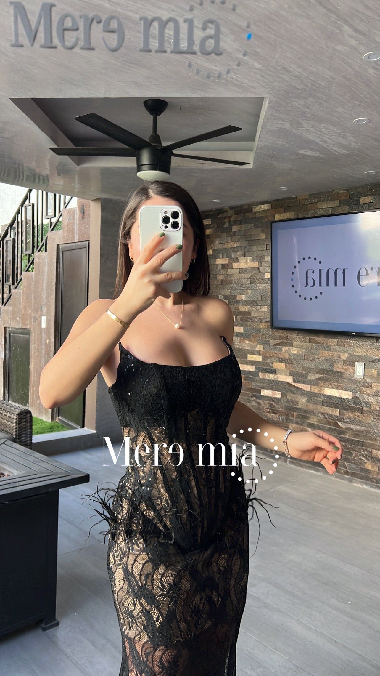 Vestido negro encaje largo