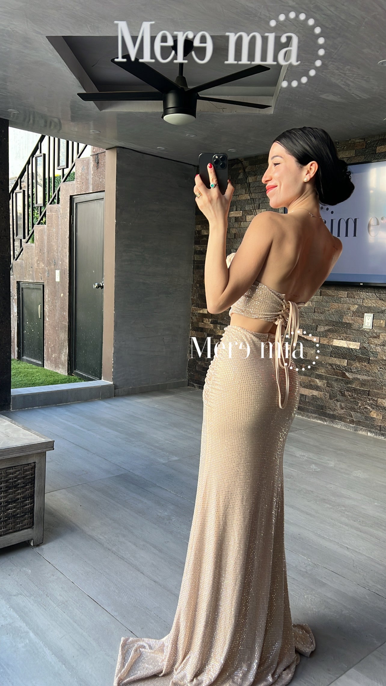 Conjunto beige puntos