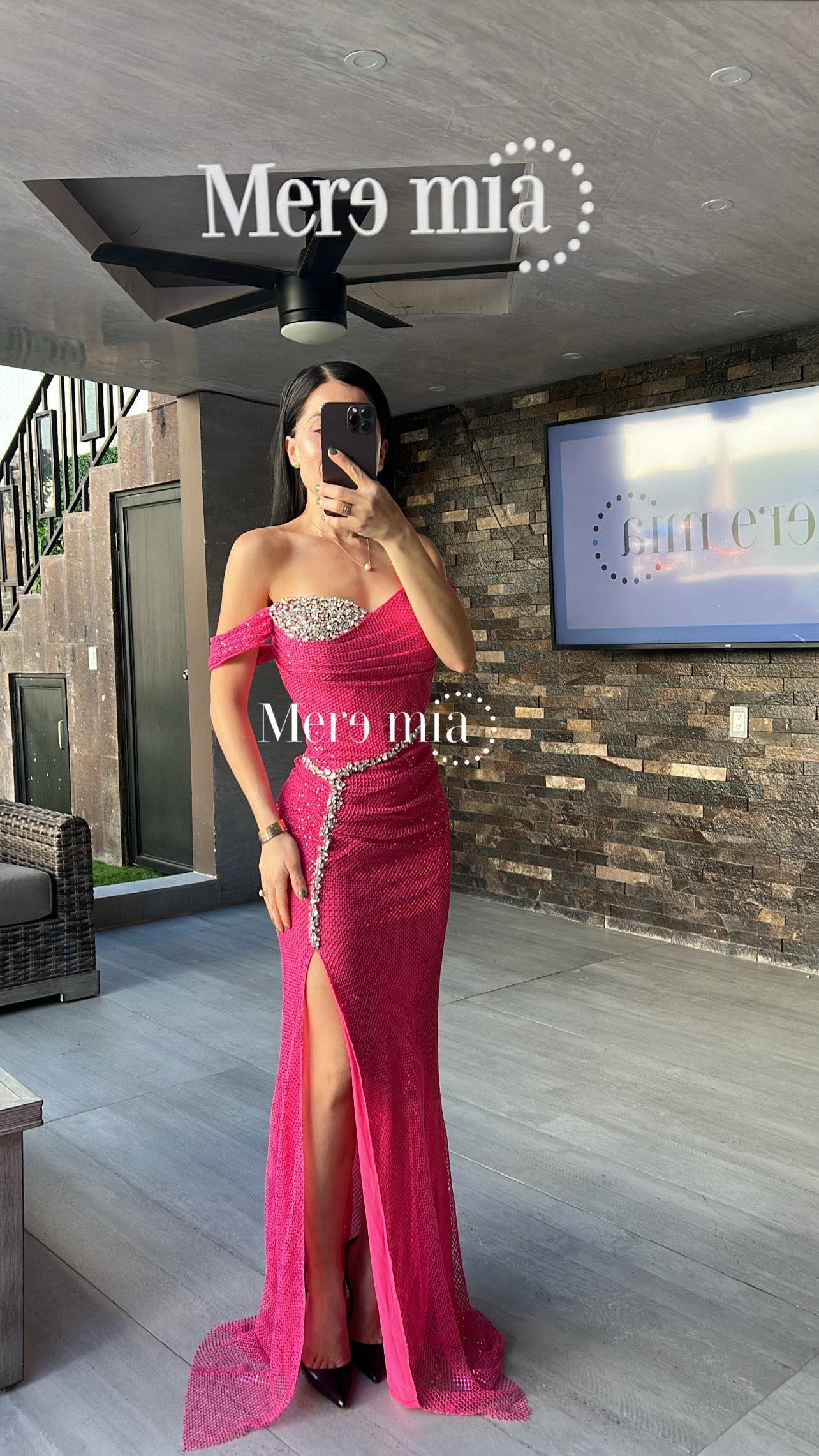 Vestido rosa fucsia malla