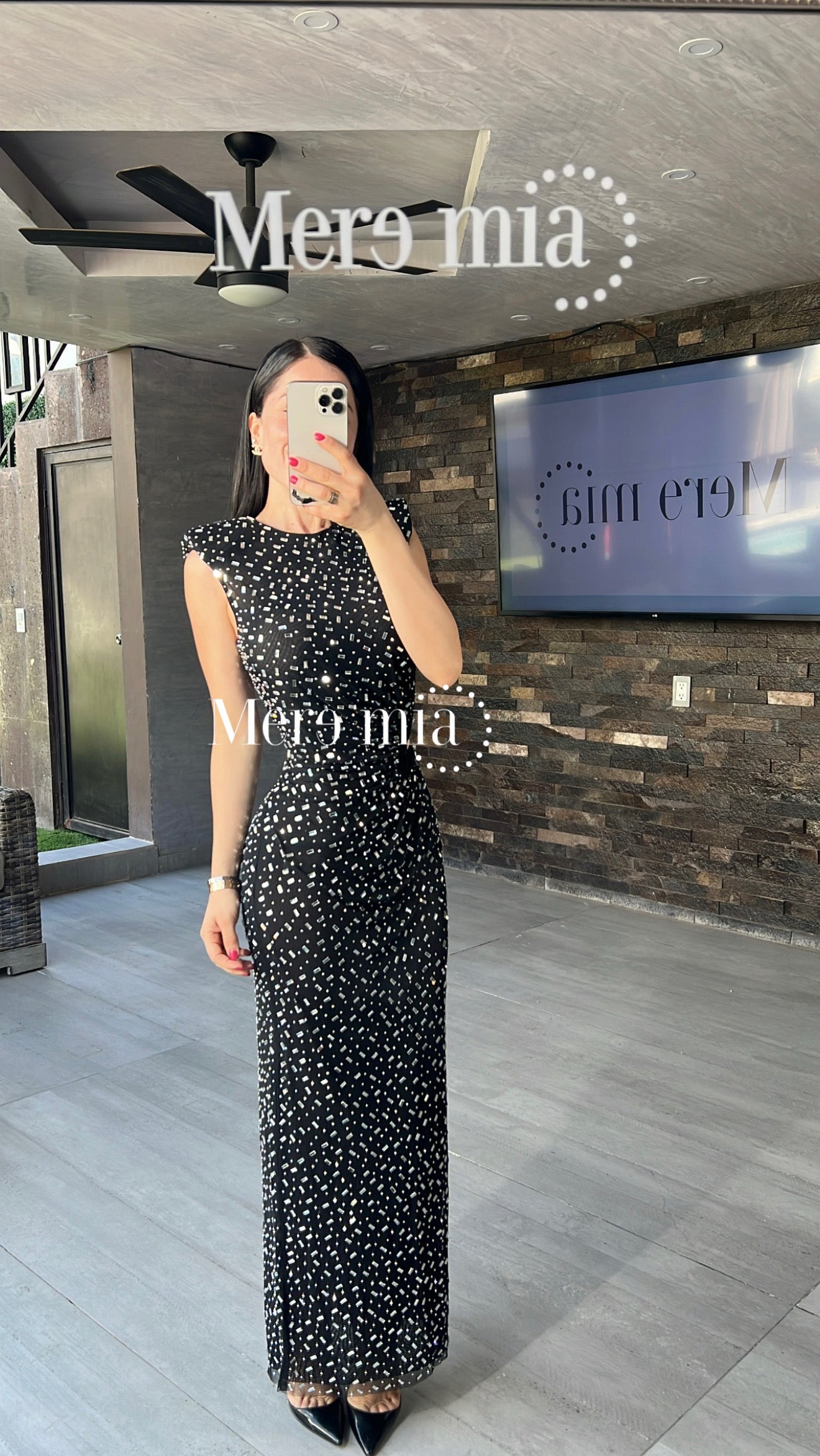 Vestido negro plata abert