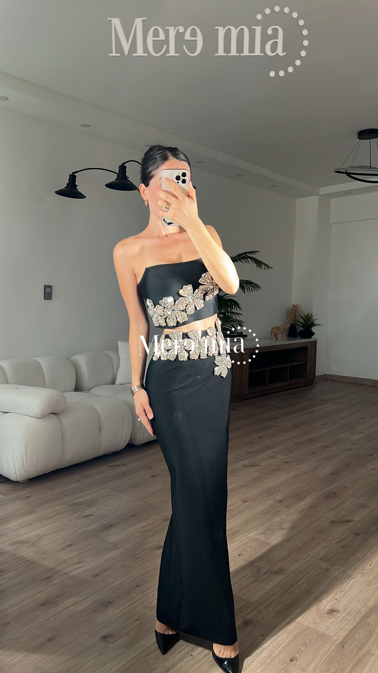 Conjunto strapples flor plata